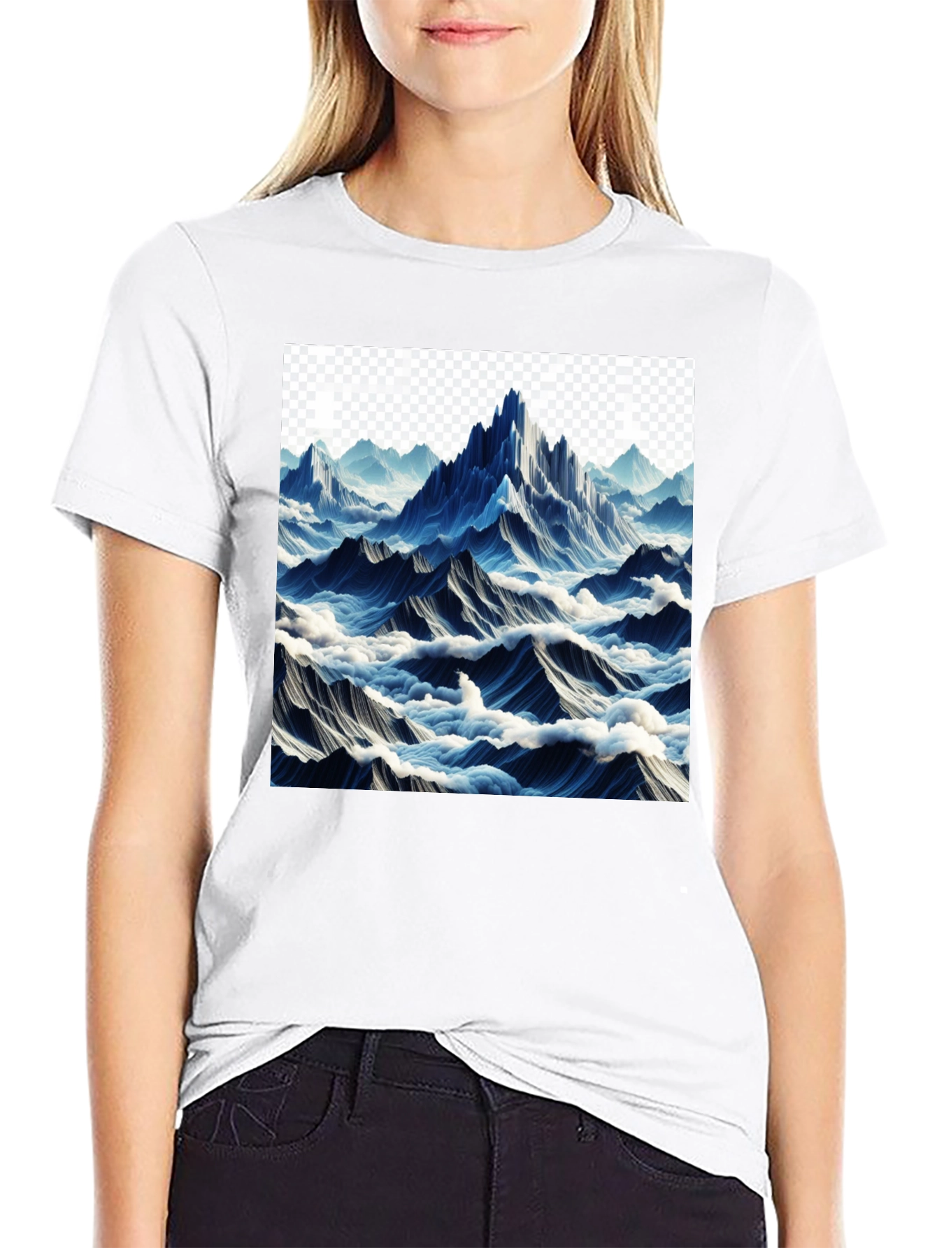 Black Mountainscape Graphic Tee - Black Cotton Comfort view 9