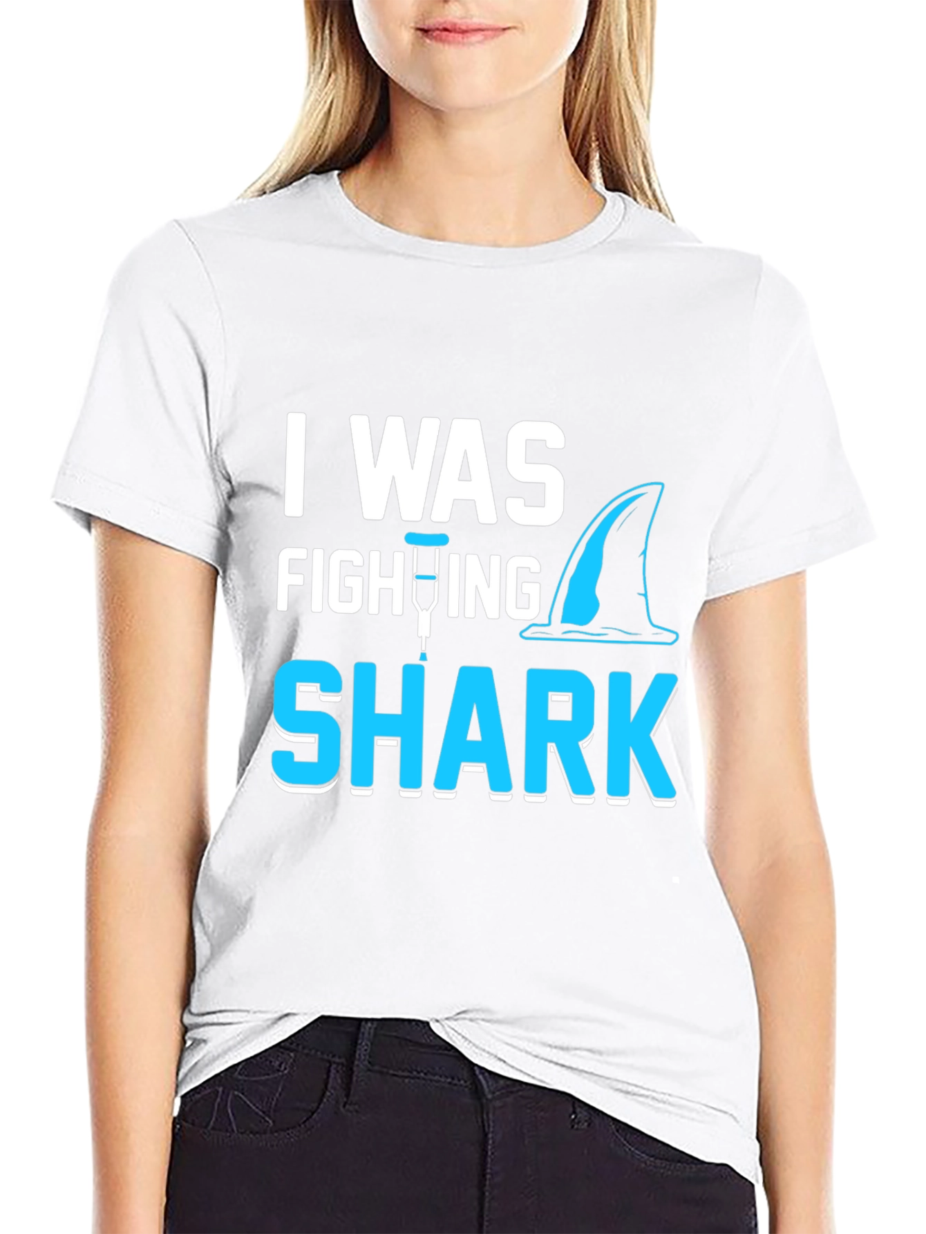 Black Shark Attack Leg Injury T-Shirt view 9
