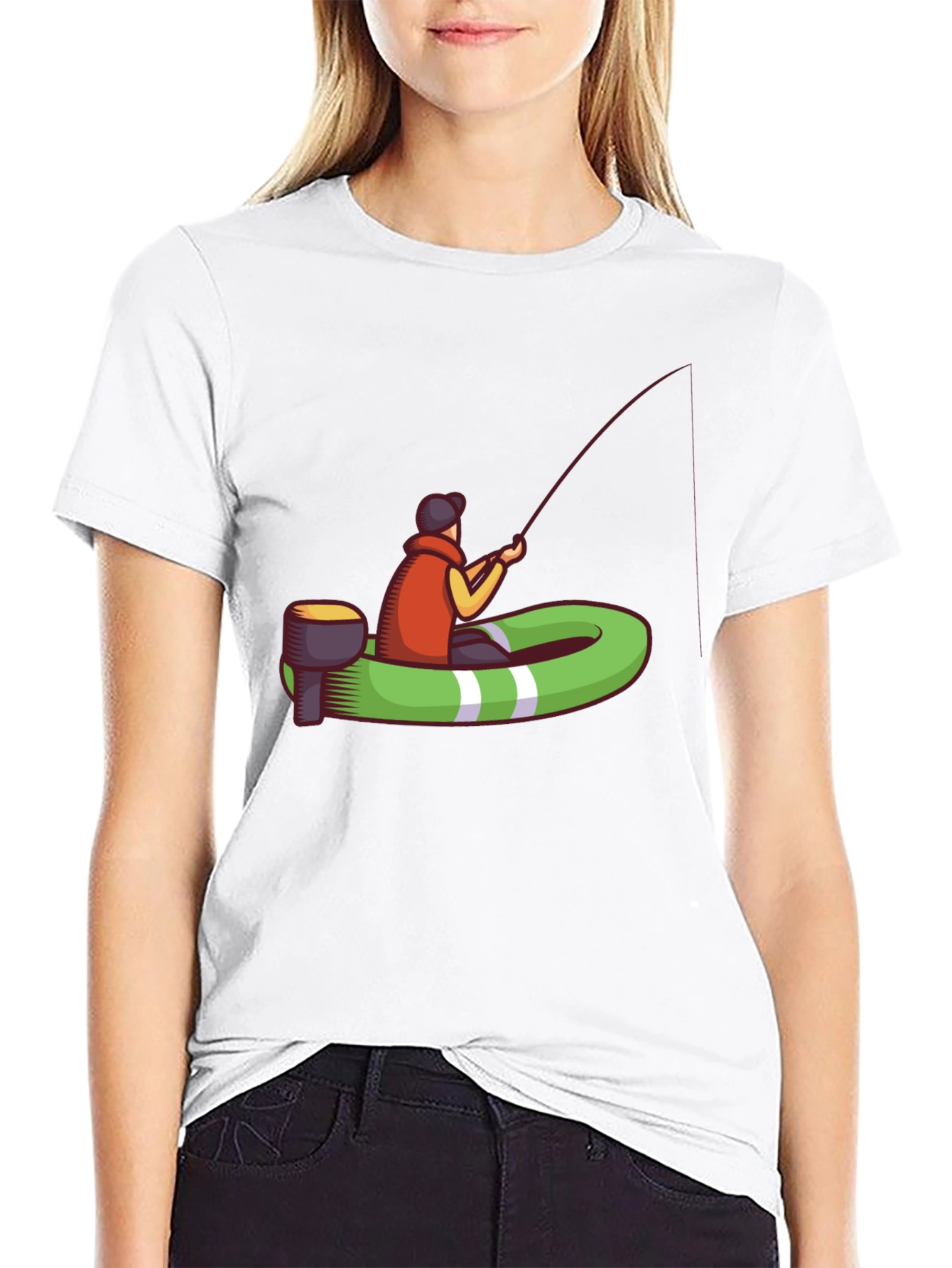 Black Fishing Boat T-Shirt - Casual Graphic Tee view 9