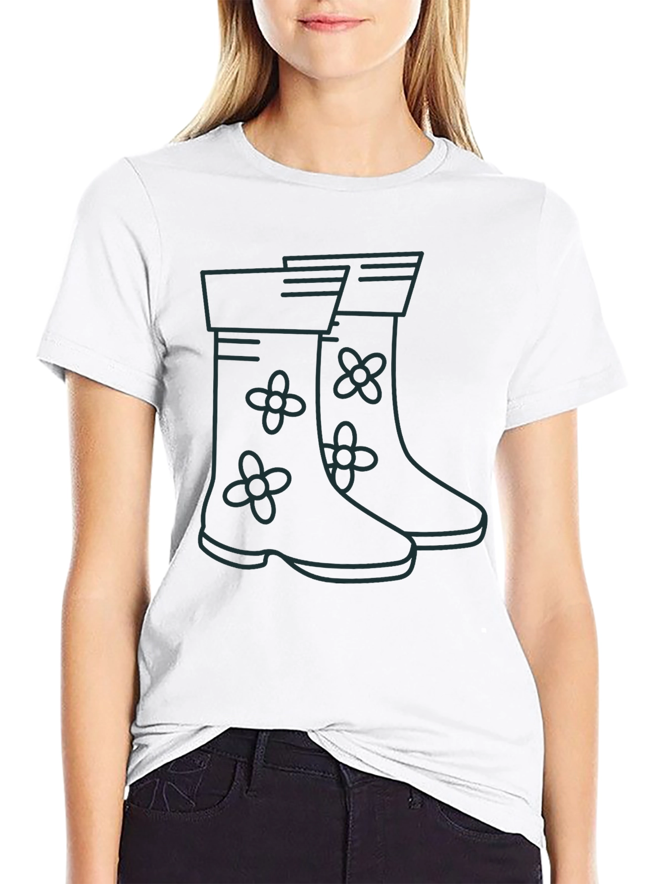 Black Rain Boot Graphic Tee - Black Unisex T-Shirt view 9