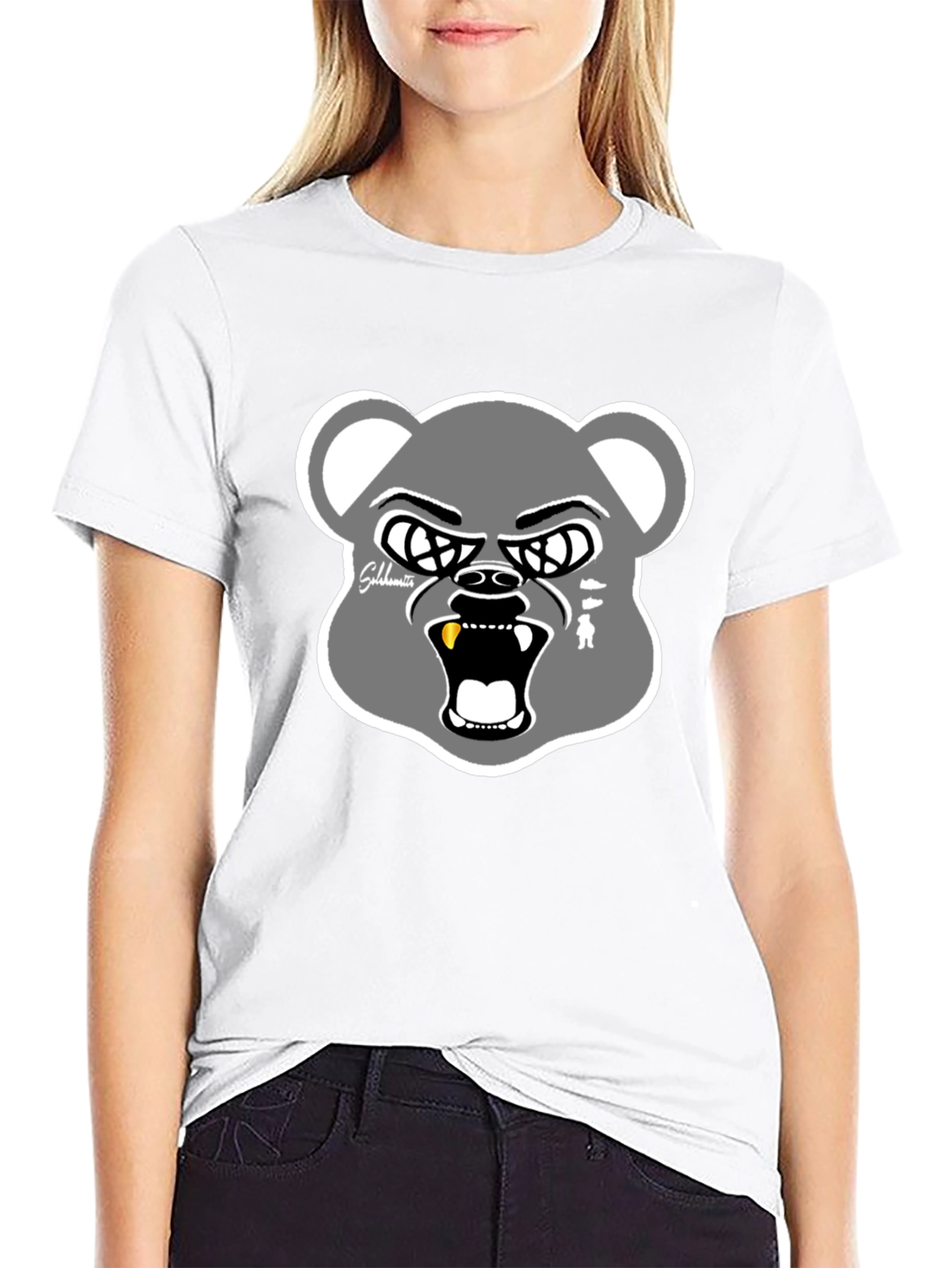 Black Graphic Bear Head T-Shirt - Cool Streetwear view 9