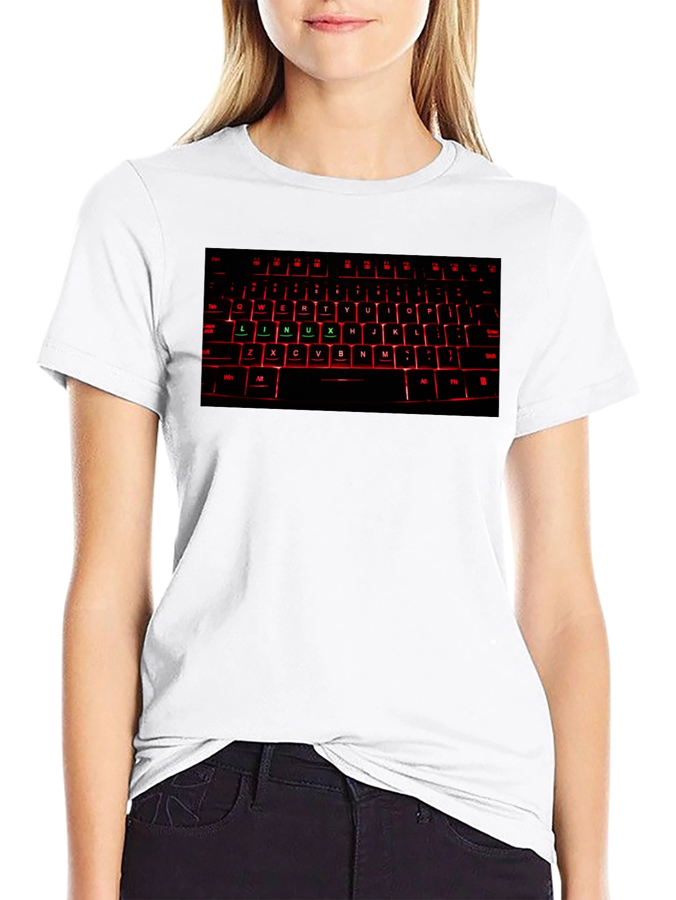 Black Linux Keyboard T-Shirt - Techie Gift view 9