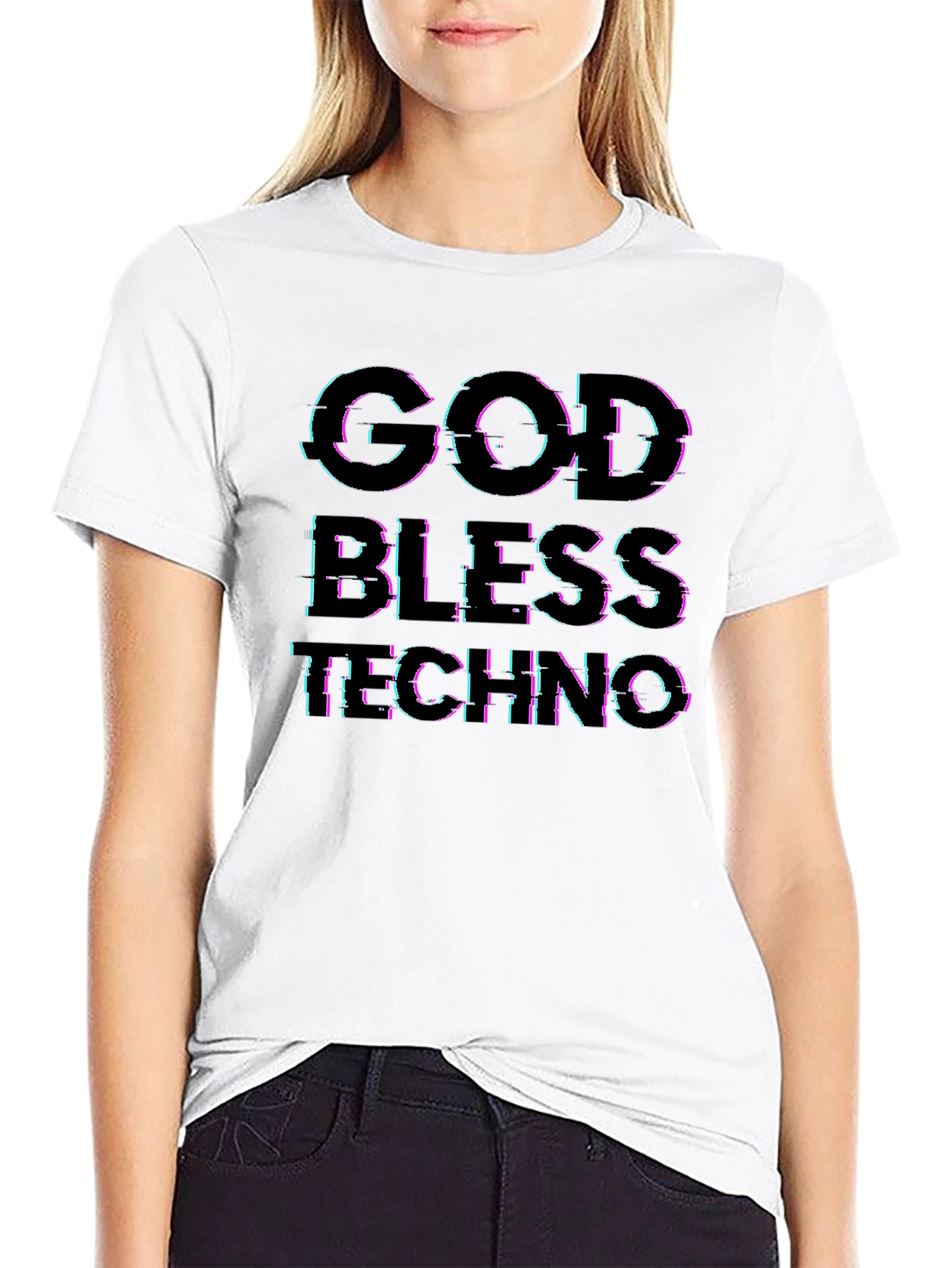 Black God Bless Techno Glitch Tee view 9
