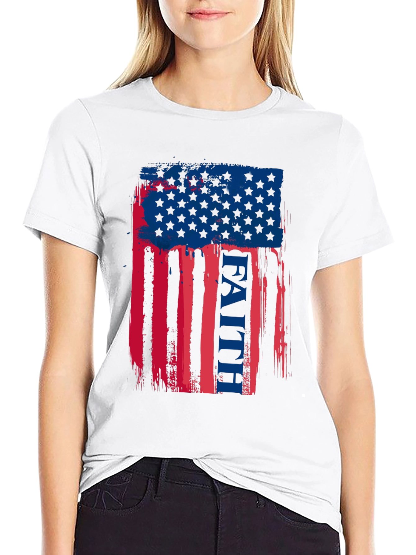 Black Faith American Flag Graphic T-Shirt view 9