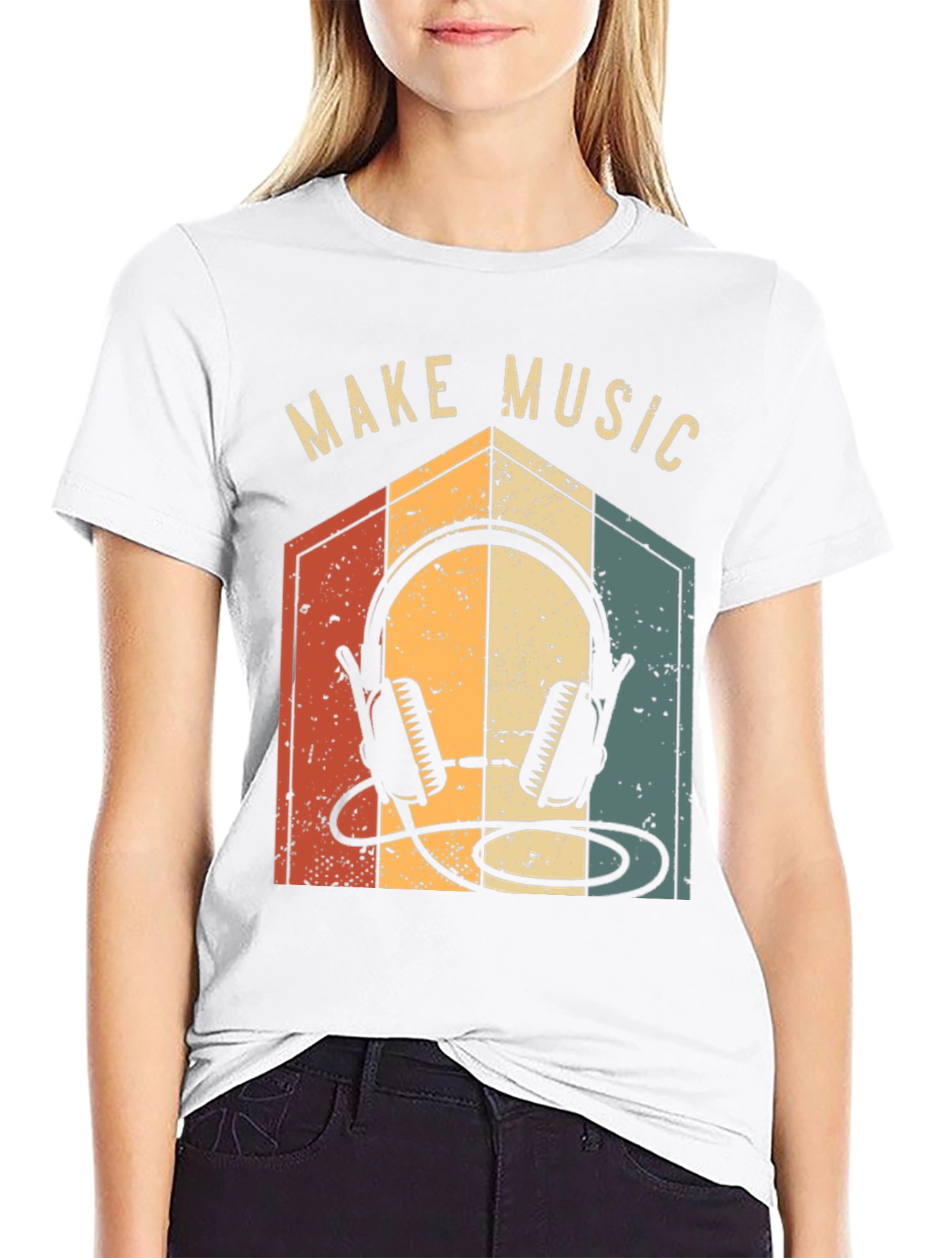 Black Make Music Retro Graphic Tee view 9