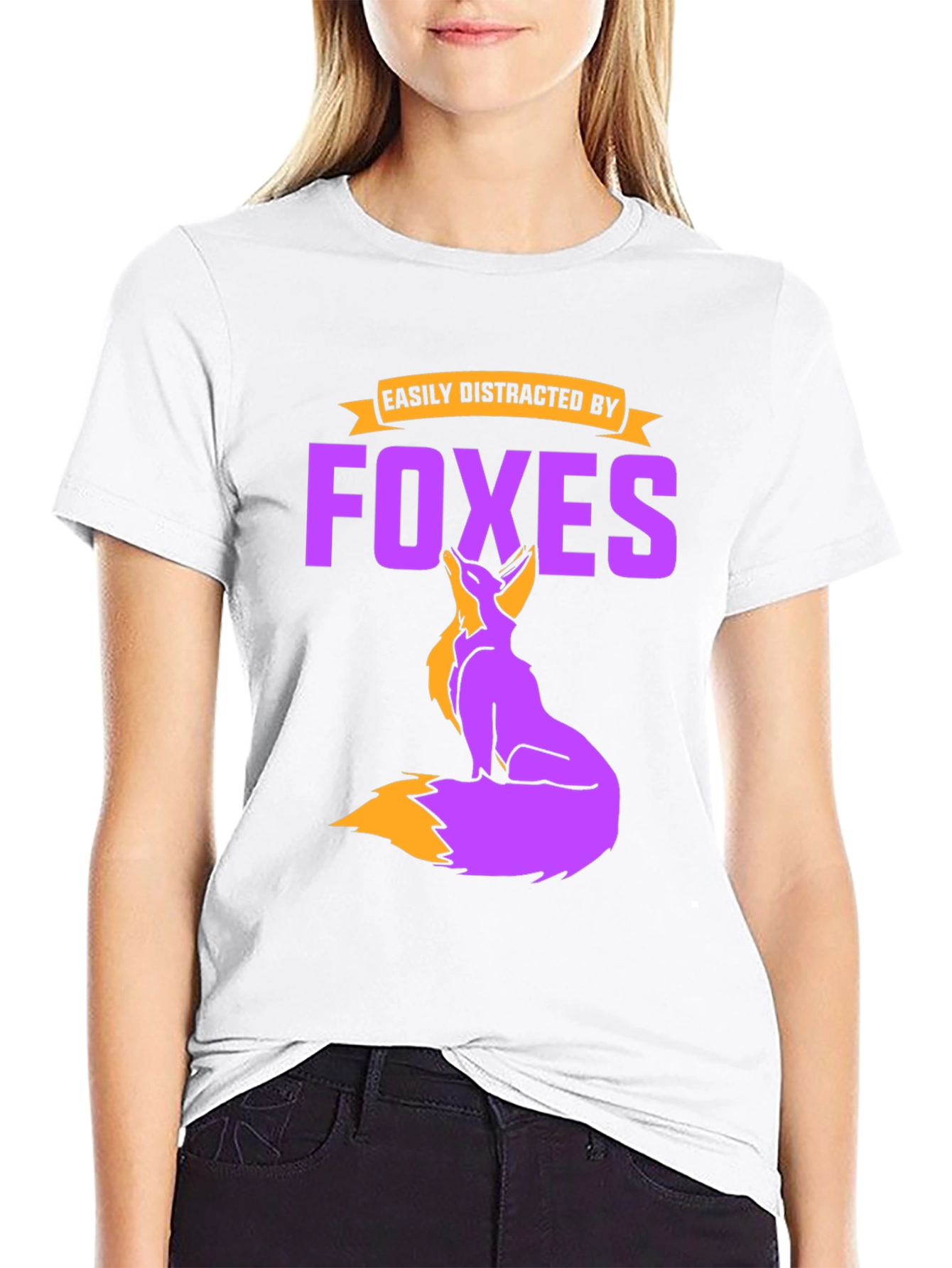 Black Easily Distracted By Foxes Graphic T-Shirt view 9