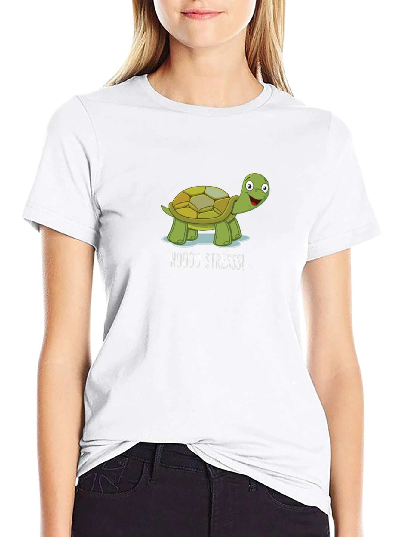 Black No Stress Turtle Black T-Shirt view 9