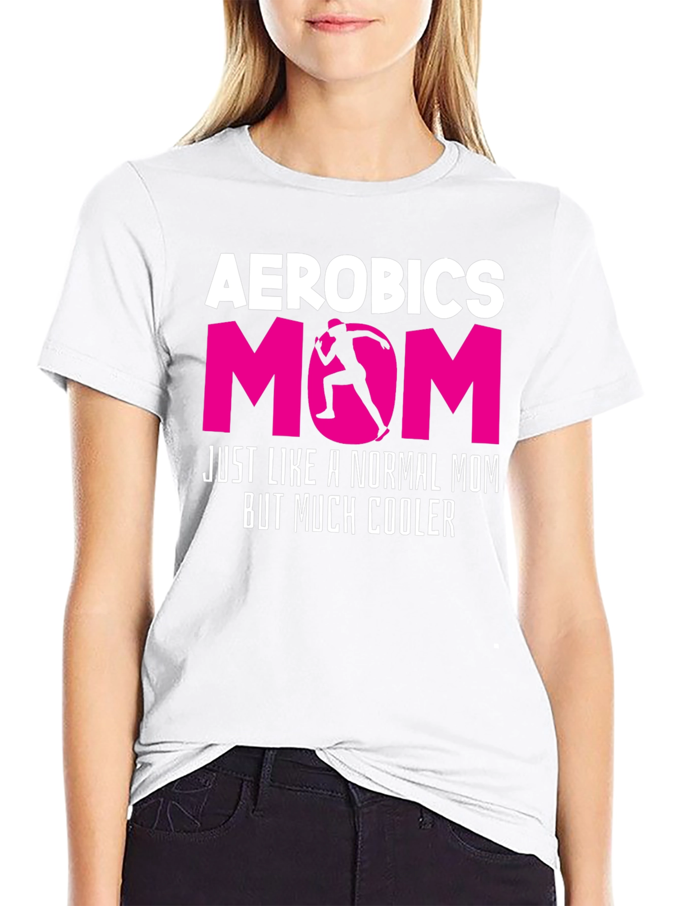 Black Aerobics Mom T-Shirt - Cool Workout Gift view 9