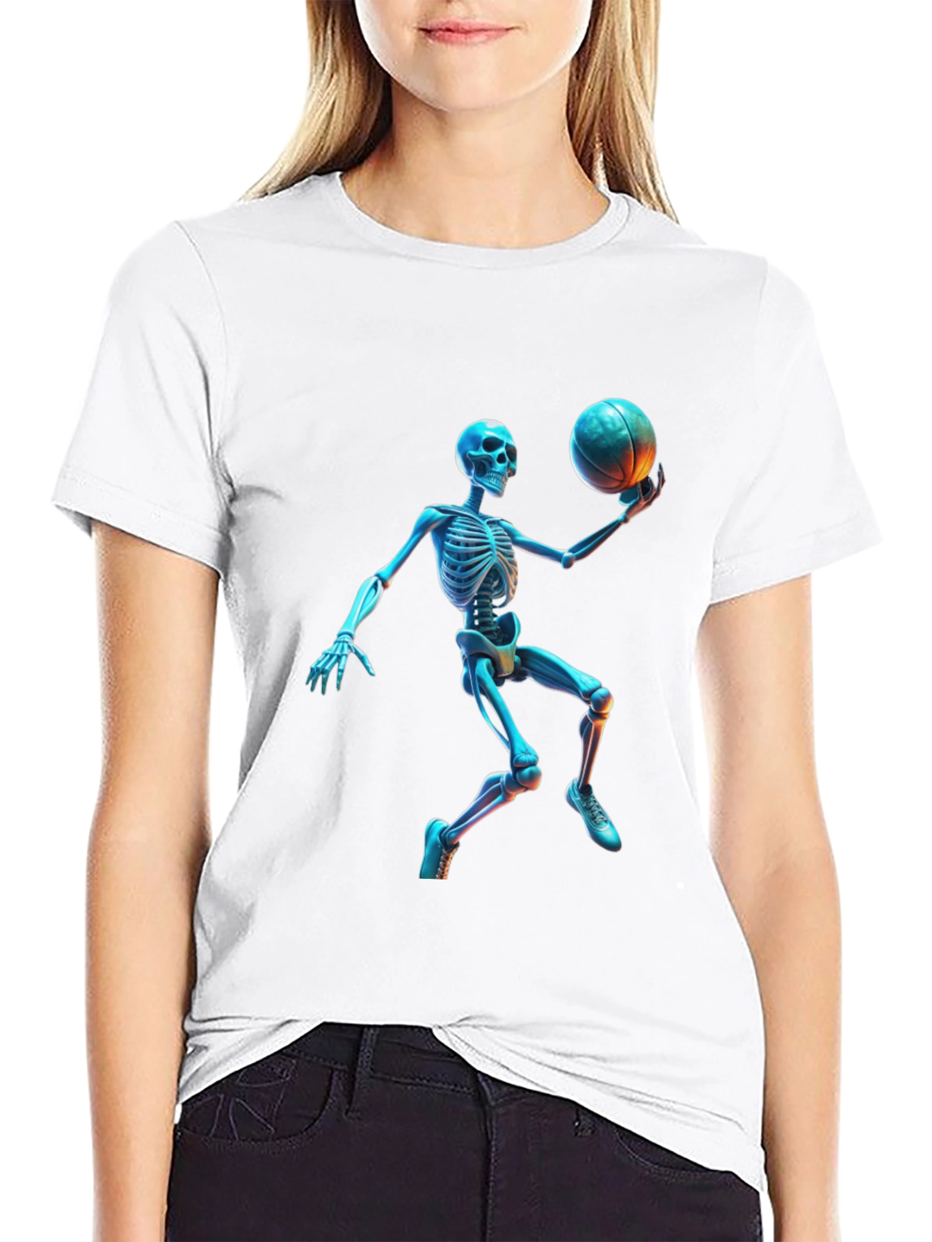 Black Skeleton Basketball Graphic Tee - Cool & Unique Design view 9