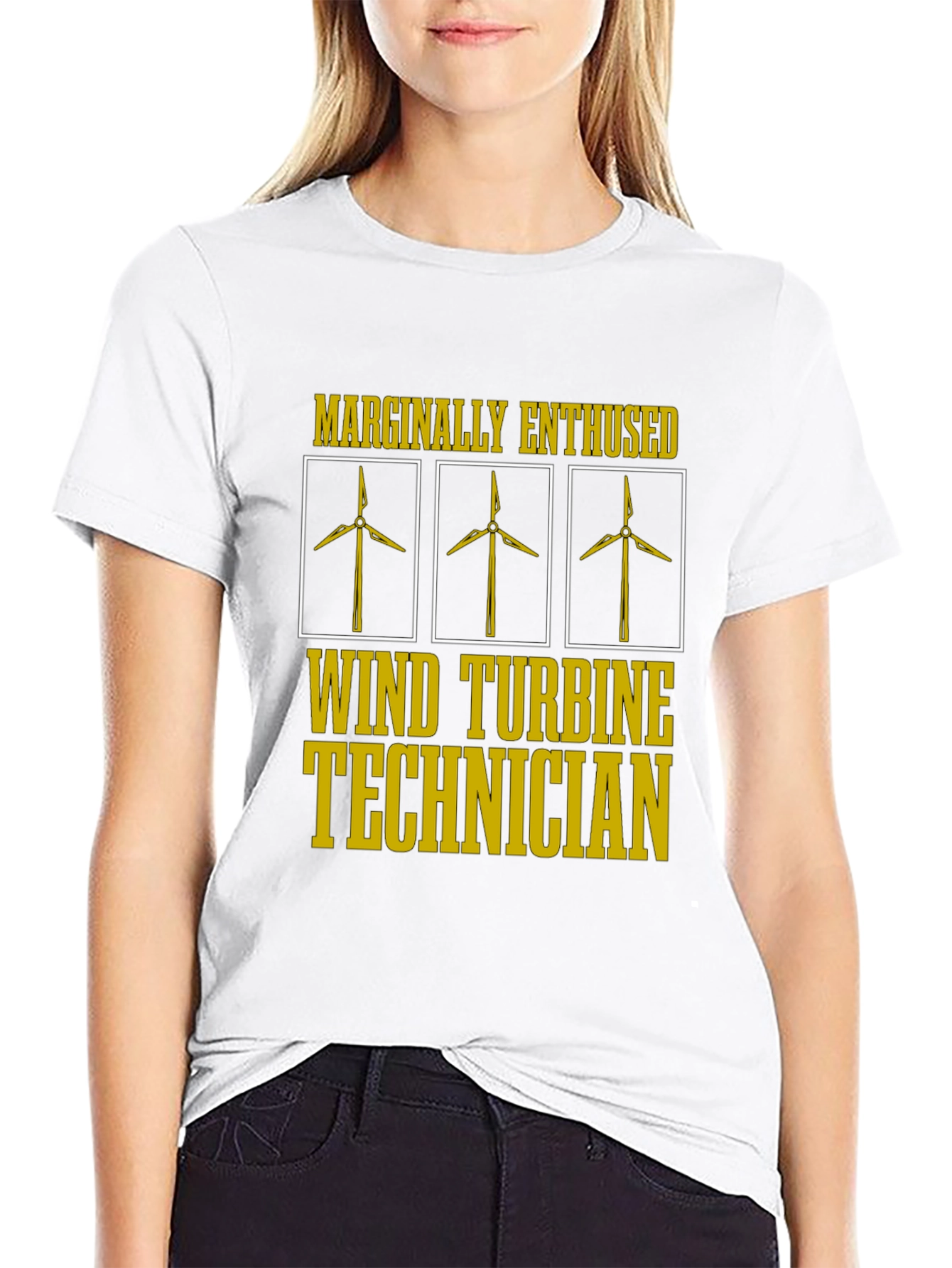 Black Marginally Enthused Wind Turbine Technician T-Shirt view 9