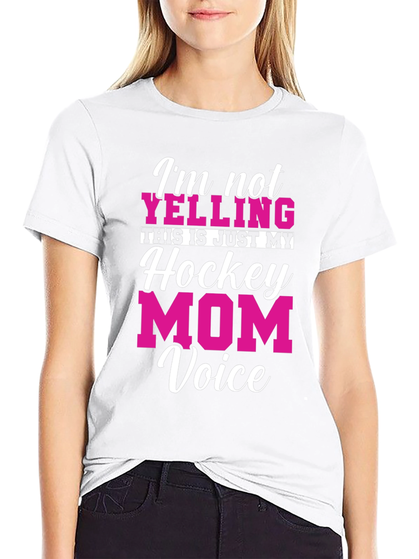Black Hockey Mom Voice T-Shirt - Funny Graphic Tee view 9
