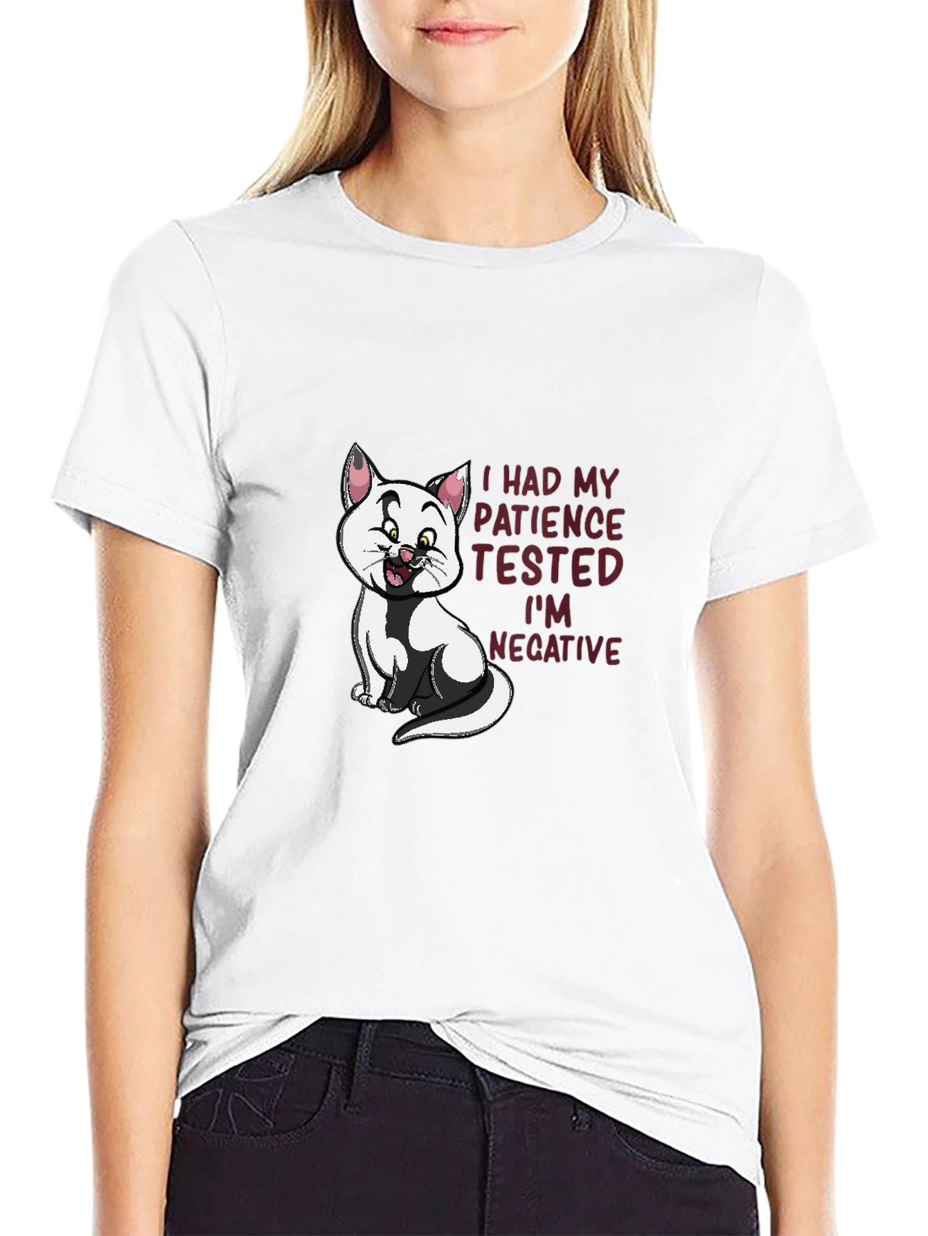 Black Patience Tested Funny Cat Graphic T-Shirt view 9