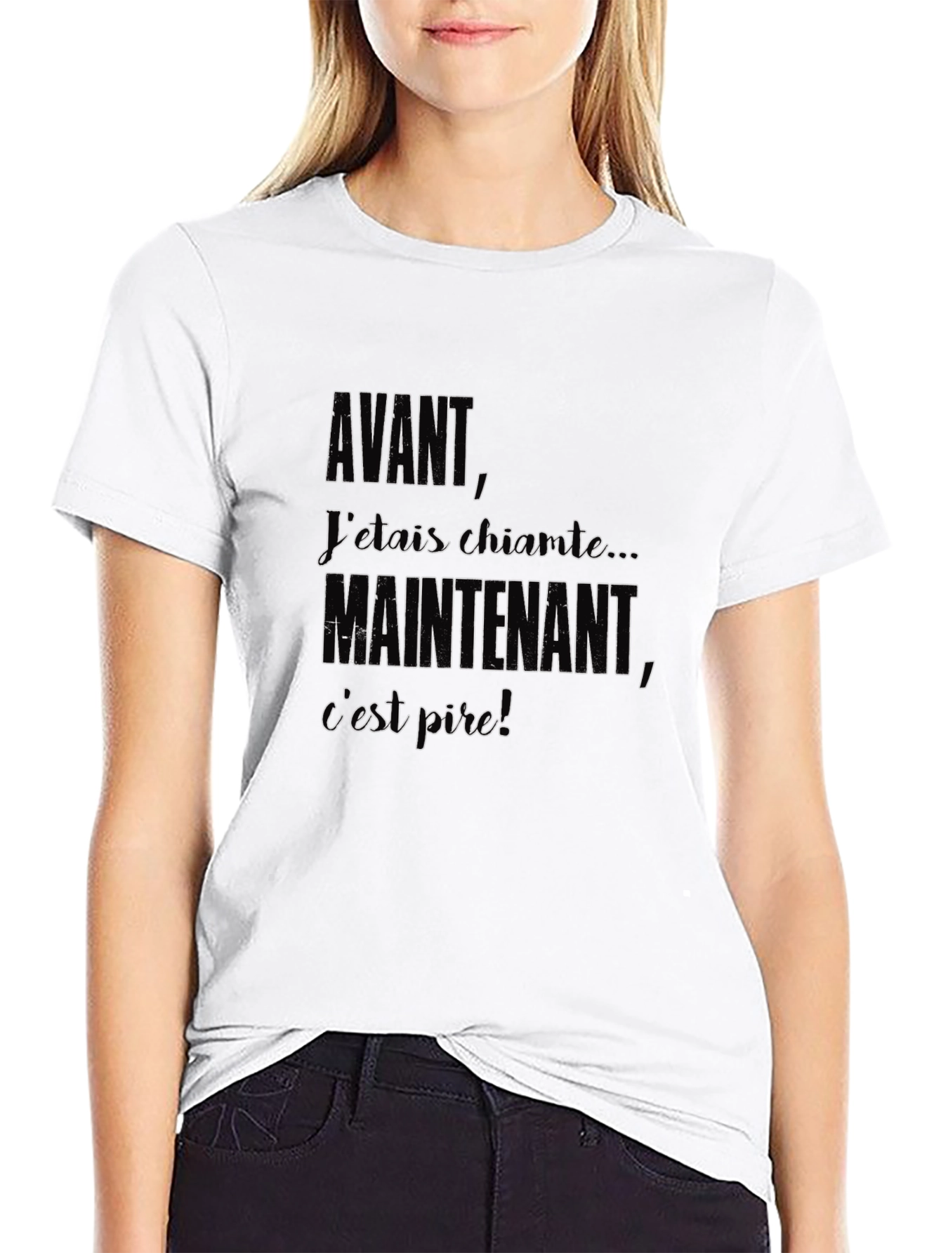 Black Avant Maintenant T-Shirt - Funny French Saying view 9