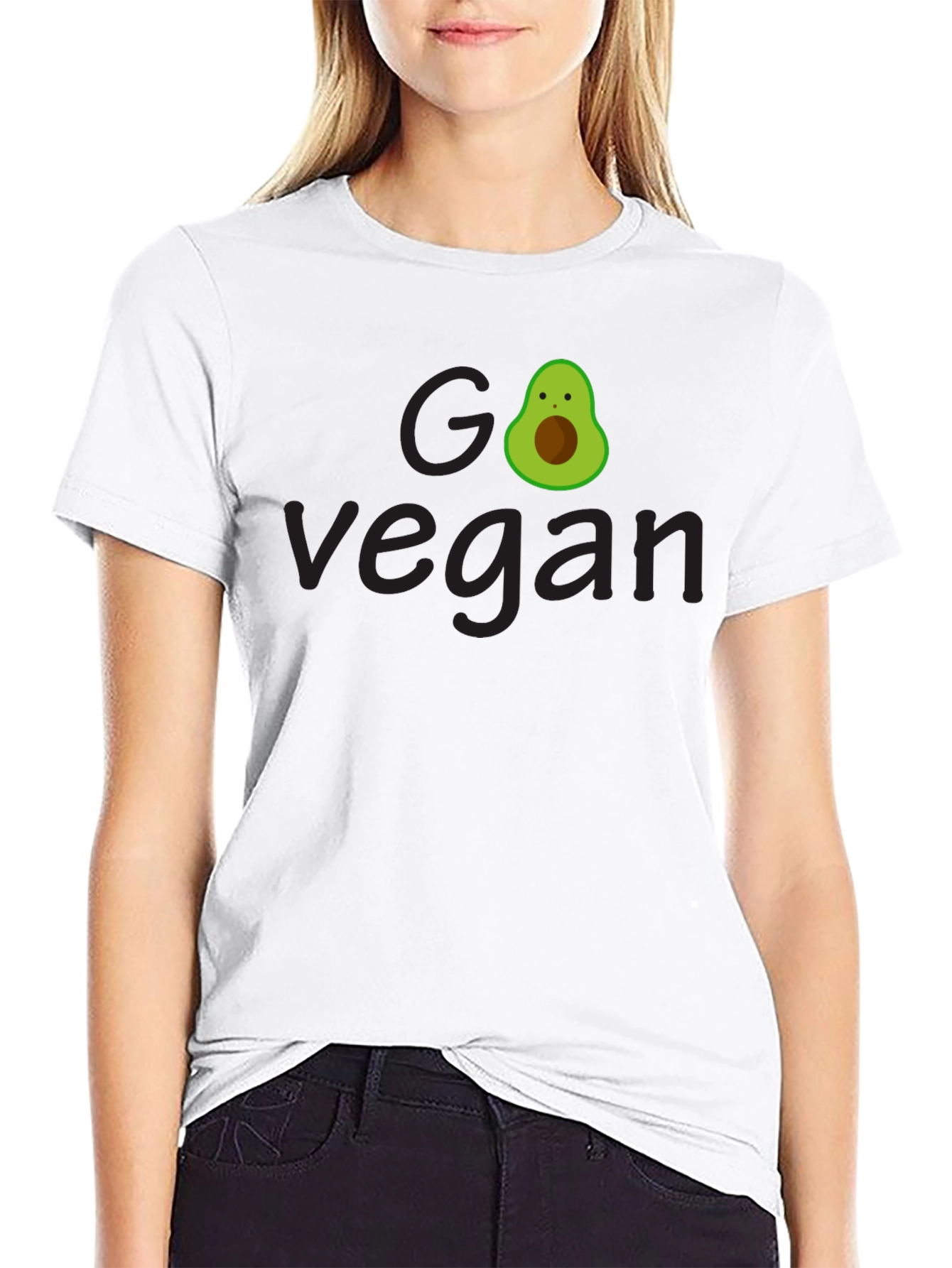 Black Go Vegan Avocado Tee - Unisex Black T-Shirt view 9
