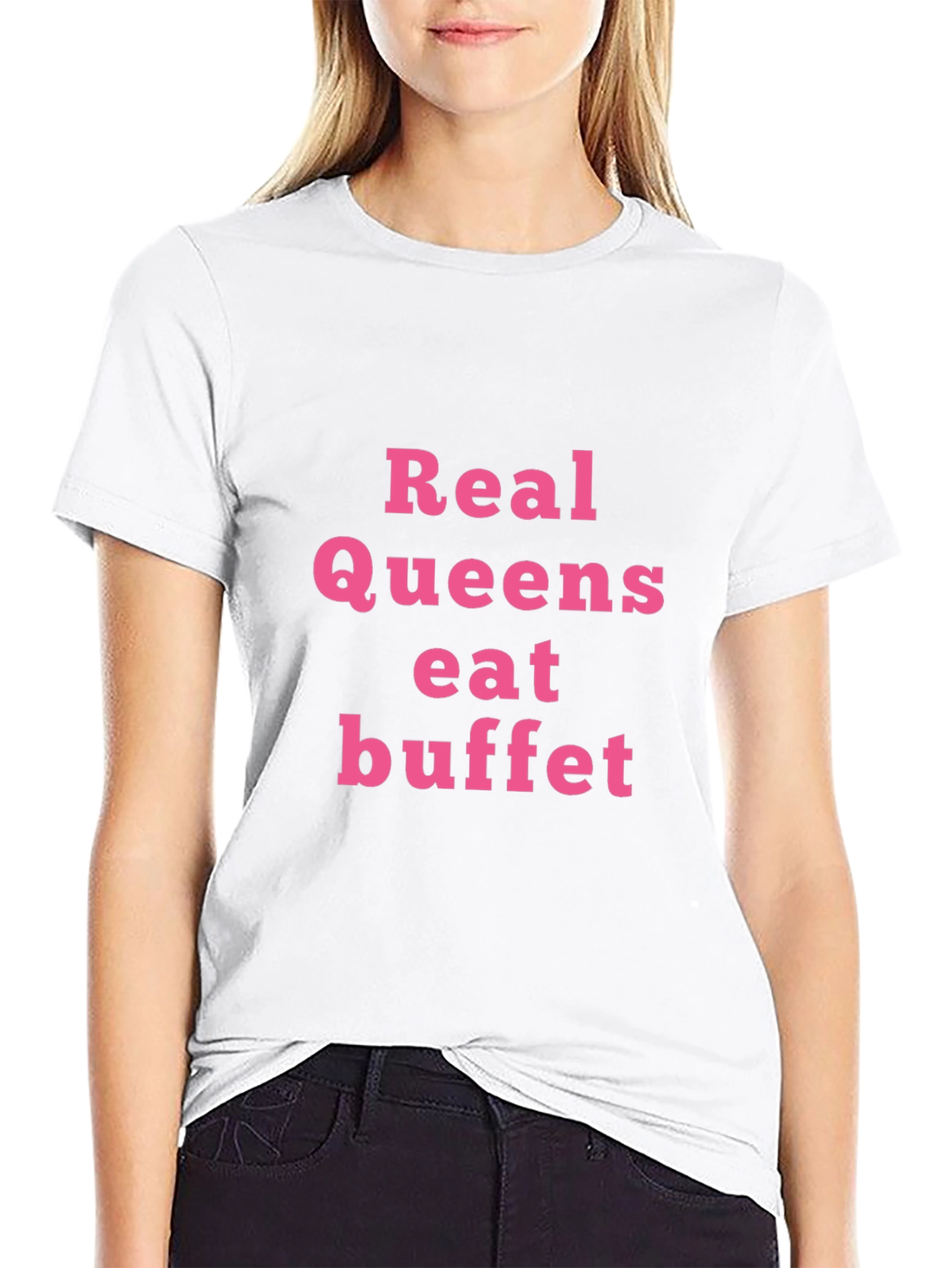 Black Real Queens Eat Buffet T-Shirt - Funny Slogan Tee view 9