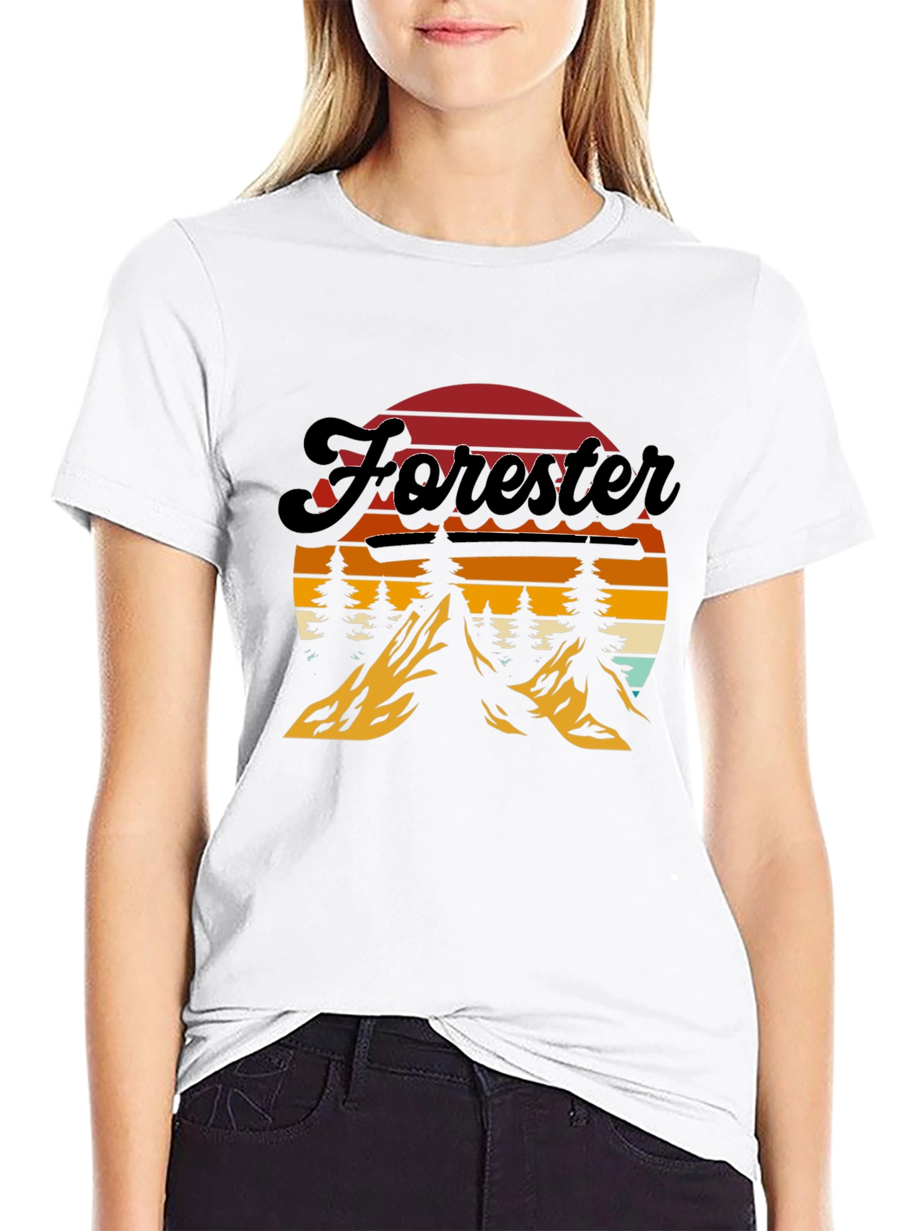 Black Forester Retro Sunset T-Shirt - Nature Inspired Design view 9
