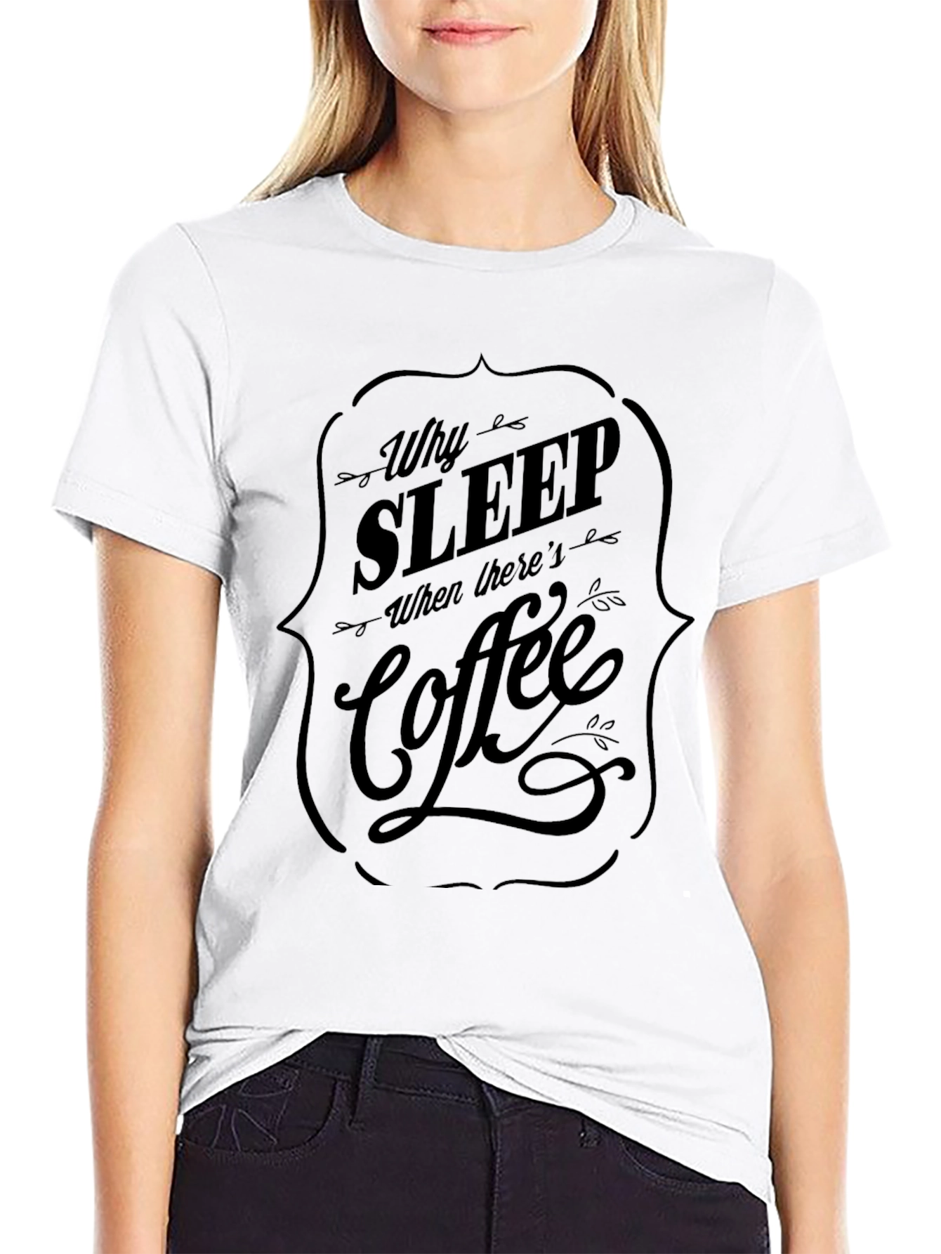 Black Why Sleep? Coffee Black Graphic Tee view 9