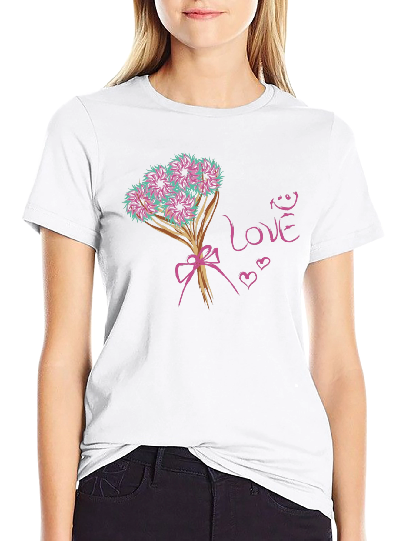 Black Love Bouquet Graphic Tee - Trendy Black T-Shirt view 9