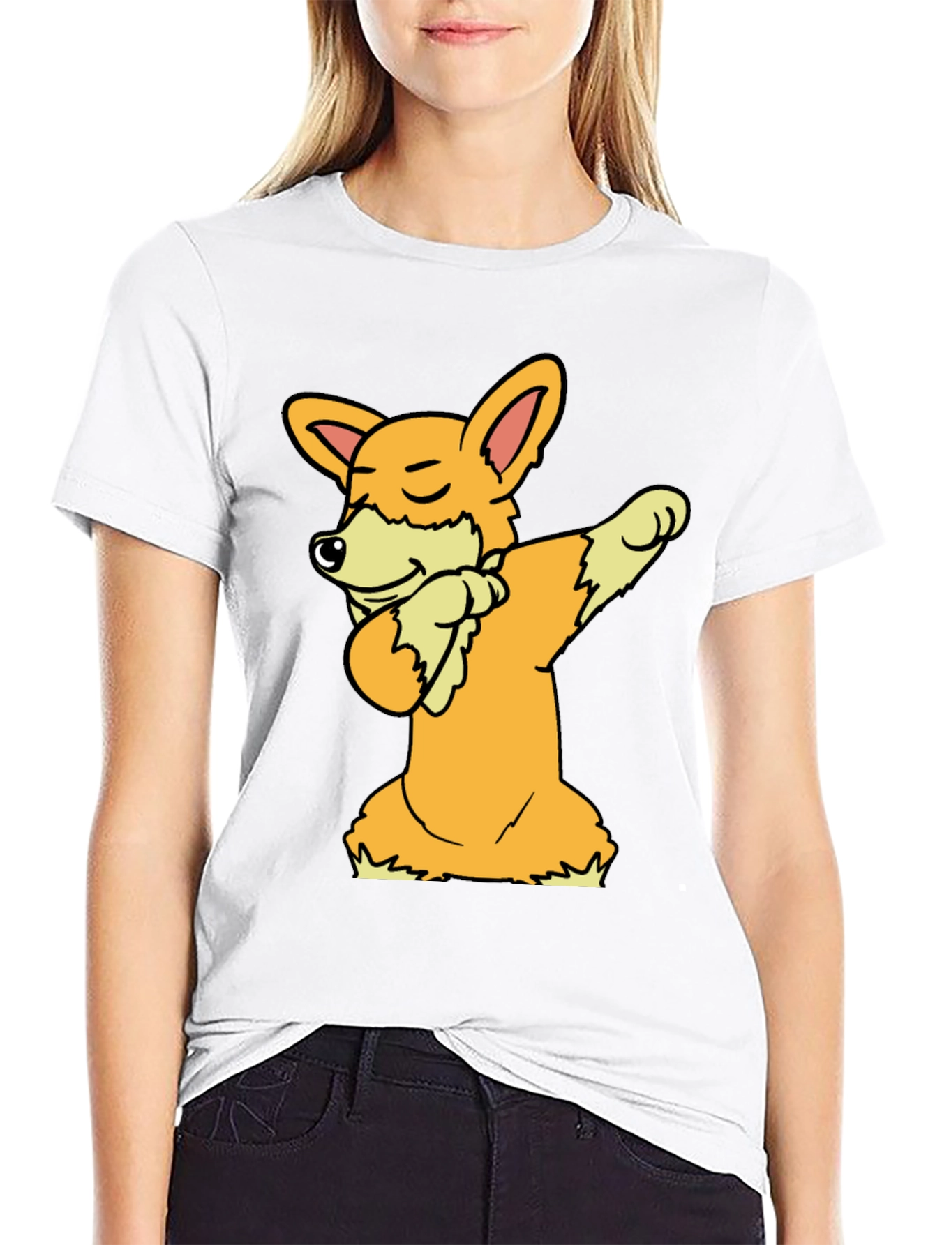 Black Dabbing Corgi Graphic Tee view 9