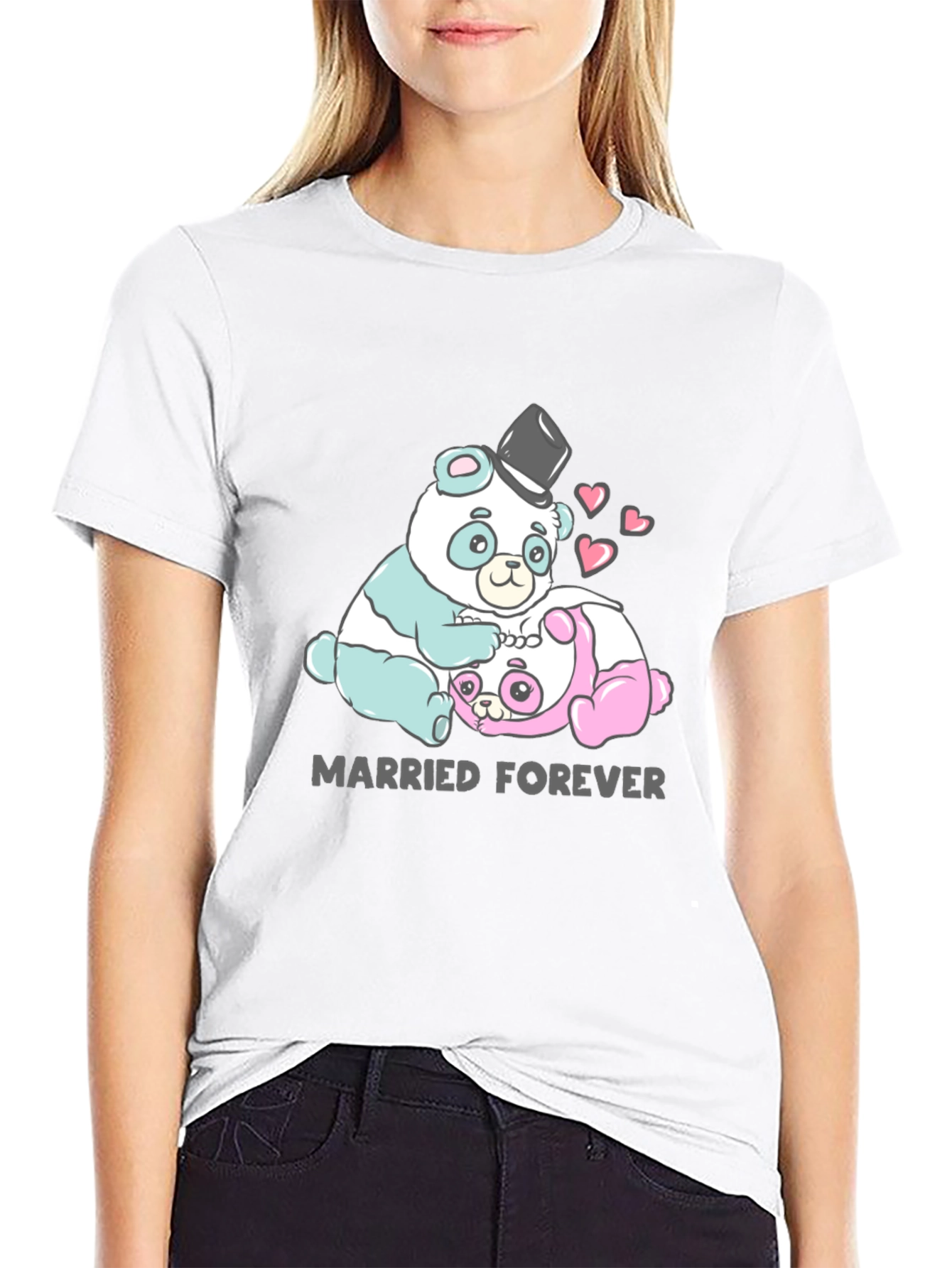 Black Married Forever Panda Graphic Tee view 9