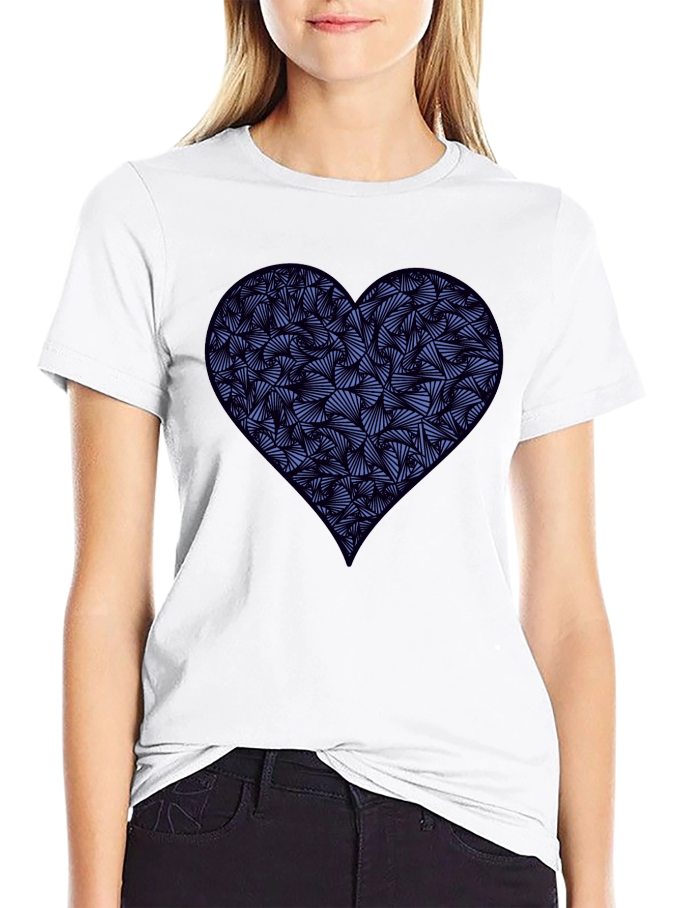 Black Heart Print Men's Black T-Shirt view 9