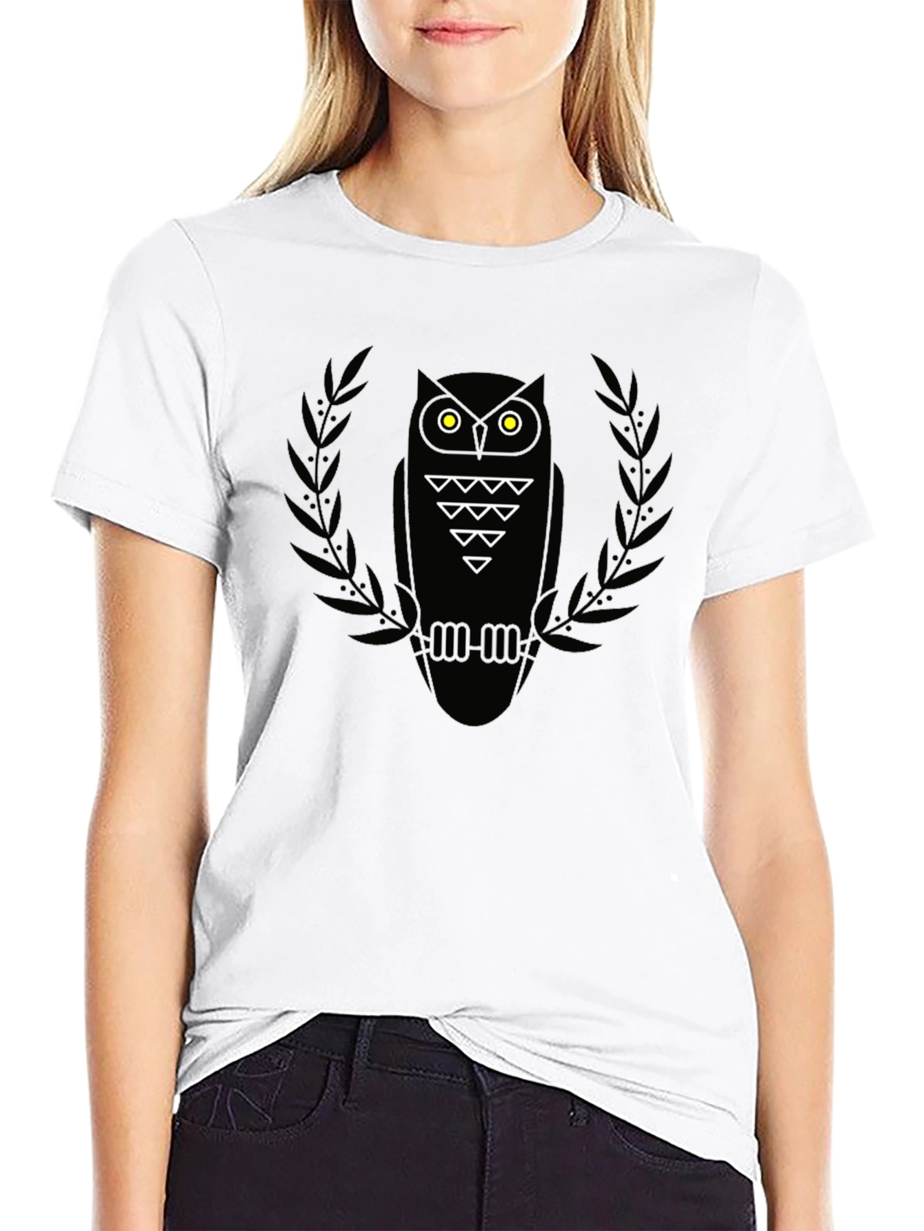 Black Men's Black Owl Graphic Tee - Modern Style view 9