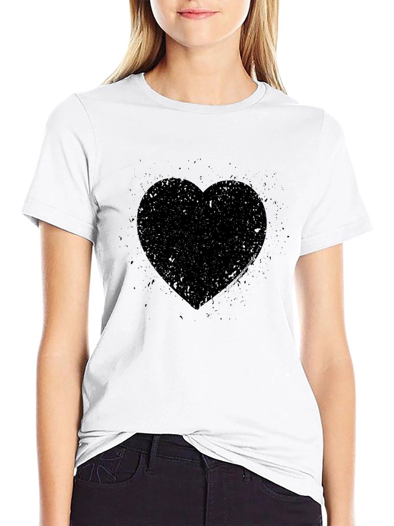 Black Men's Black Heart Graphic T-Shirt view 9
