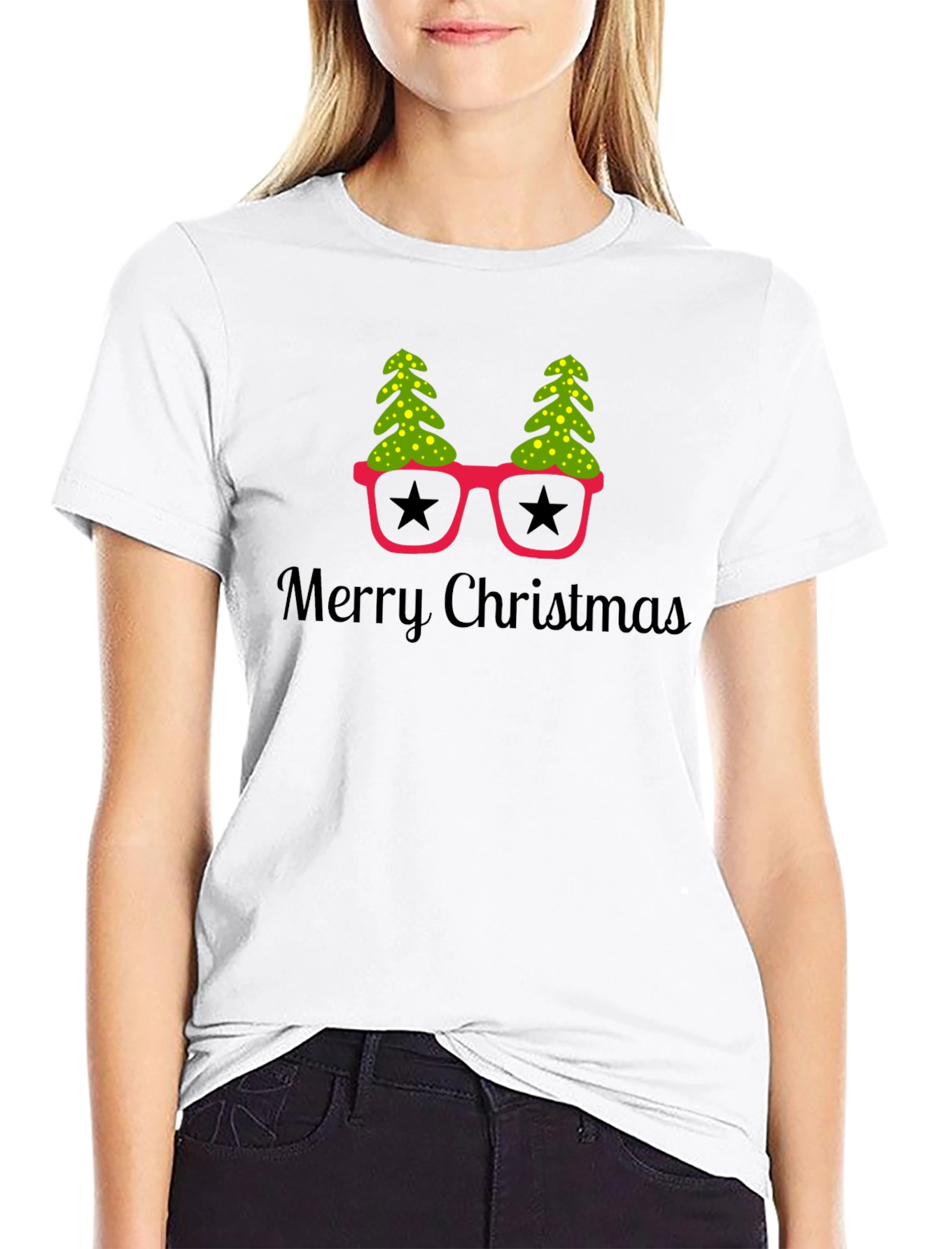 Black Festive Merry Christmas T-Shirt view 9