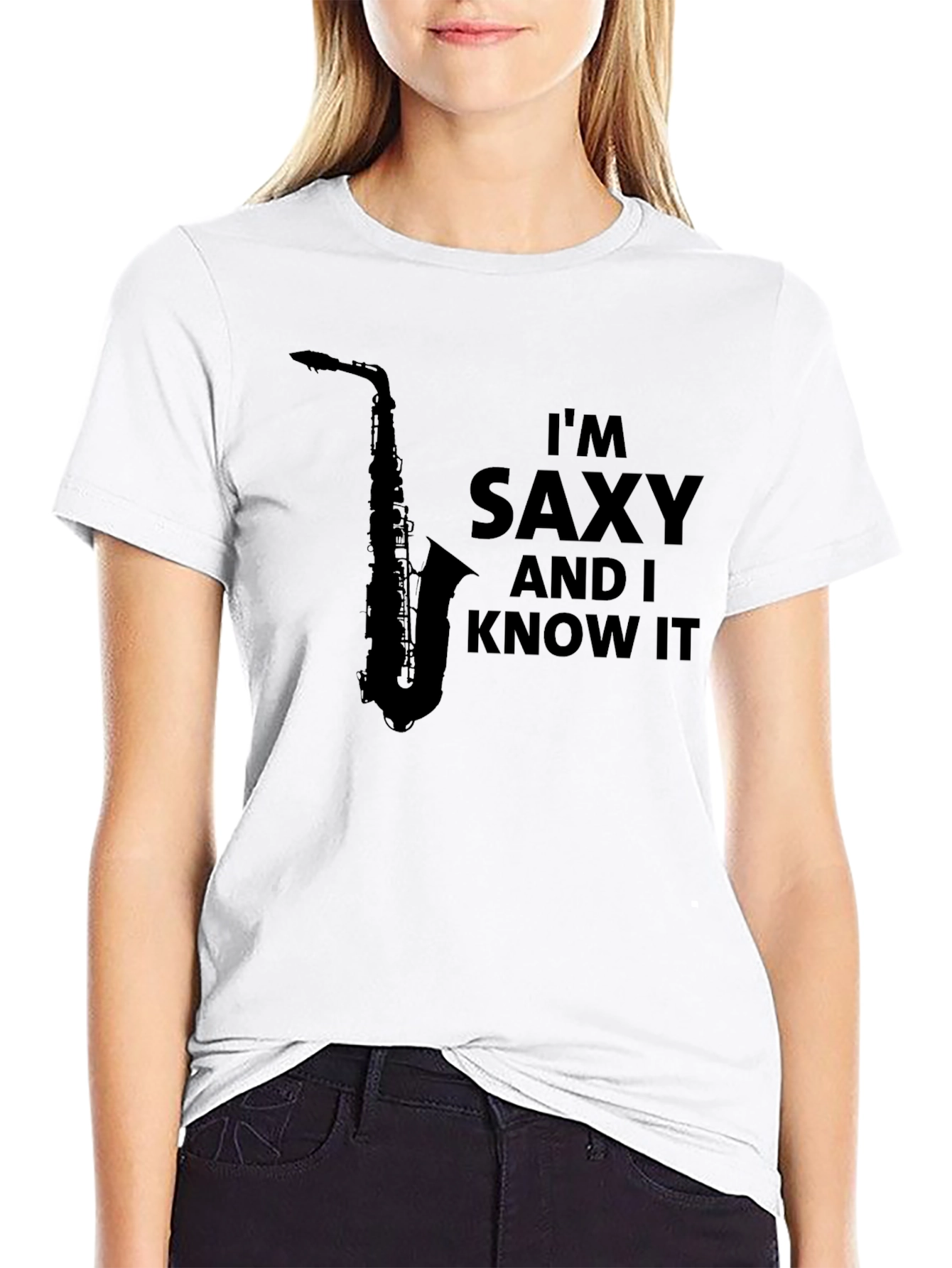 Black I'm Saxy and I Know It T-Shirt view 9