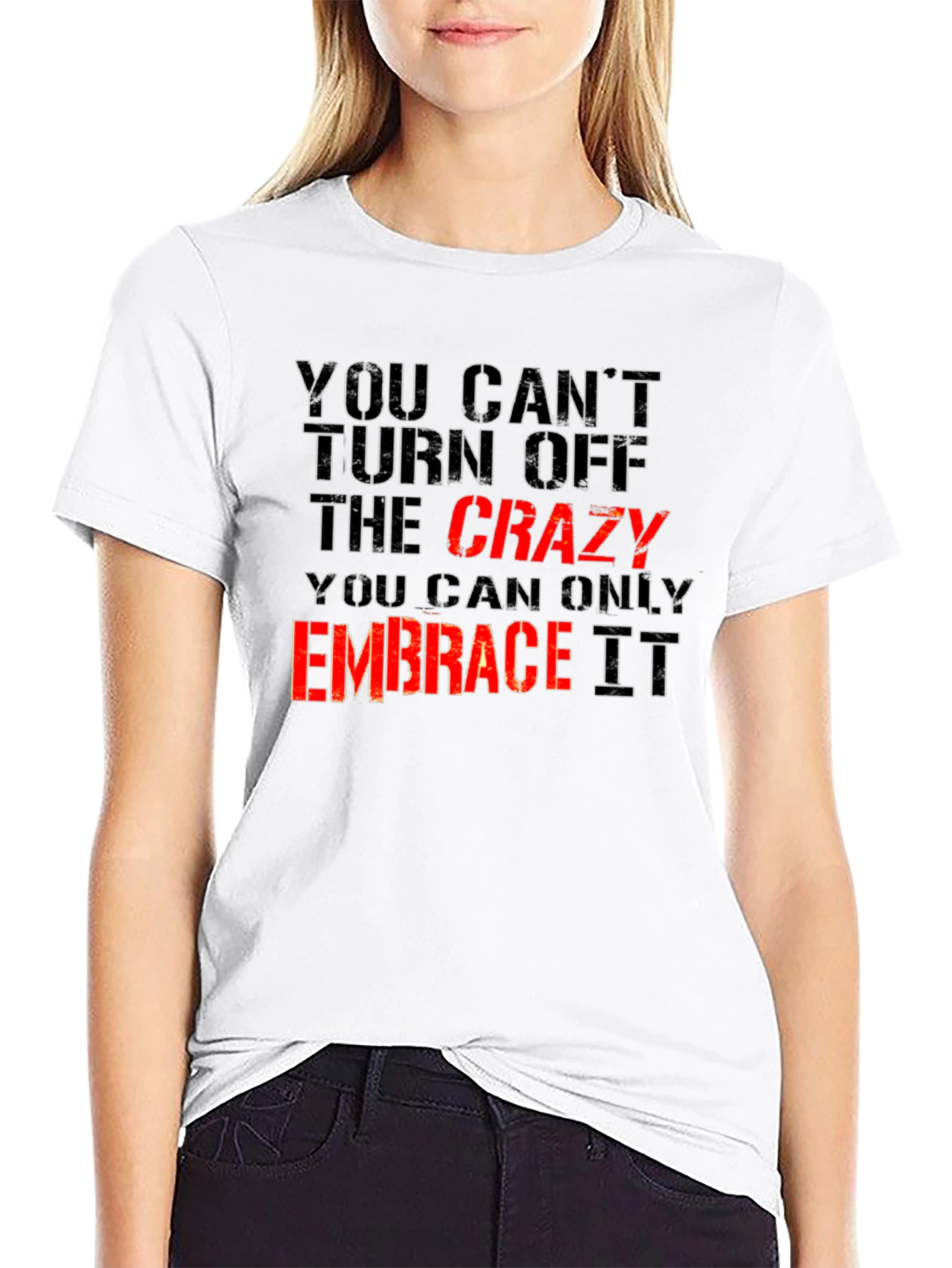 Black Crazy Embrace T-Shirt - Funny Slogan Tee view 9