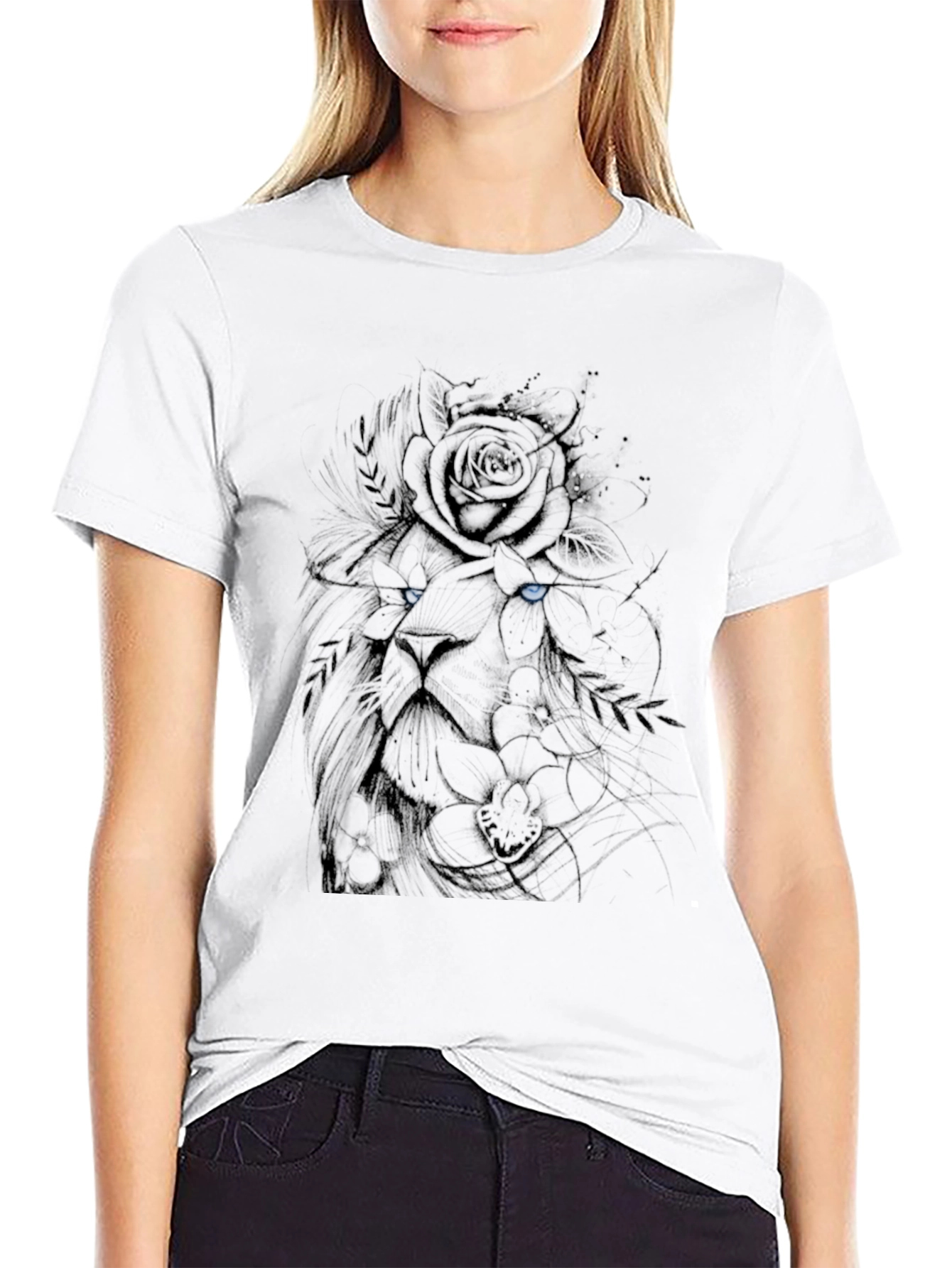 Black Lion Rose Graphic T-Shirt - Bold Streetwear view 9