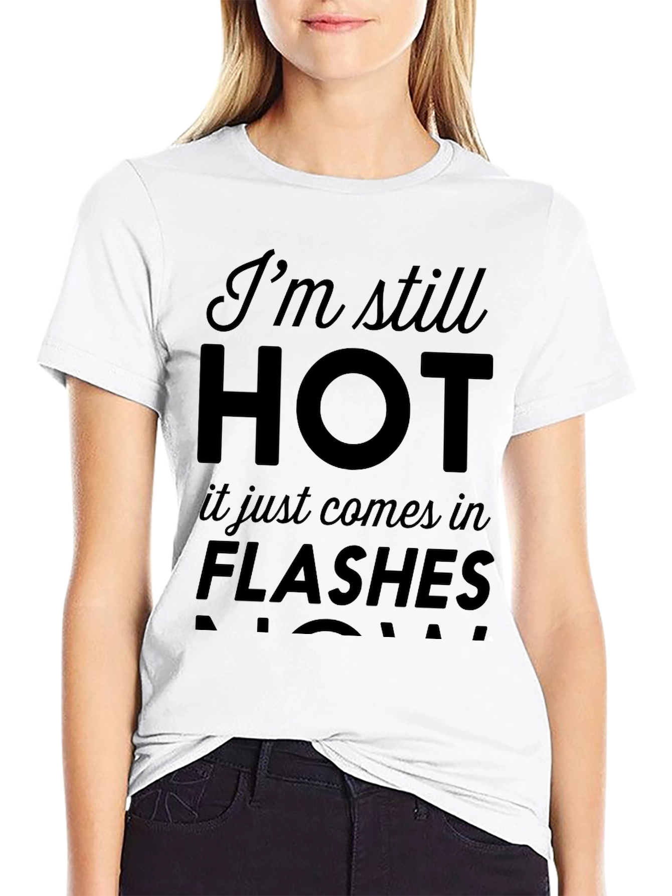 Black Funny Hot Flashes T-Shirt, Novelty Slogan Tee view 9