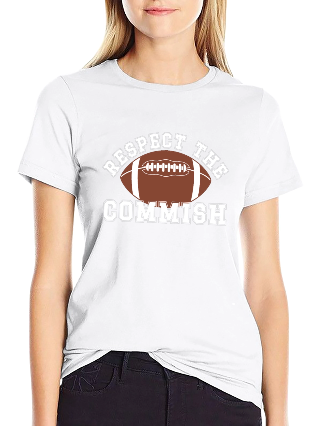 Black Respect The Commish Football T-Shirt view 9