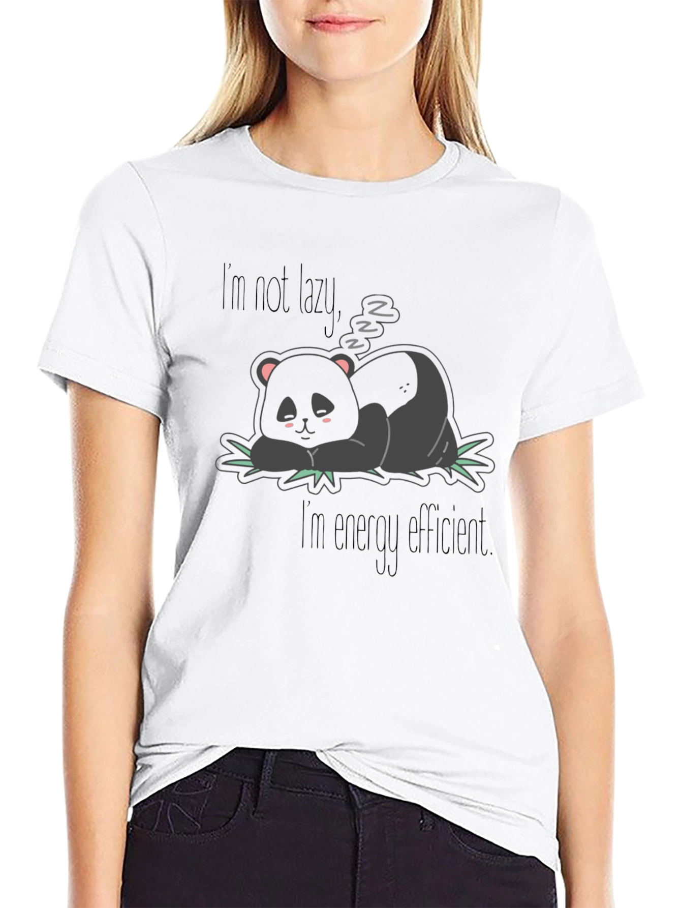 Black Lazy Panda Graphic Tee - Energy Efficient Humor view 9