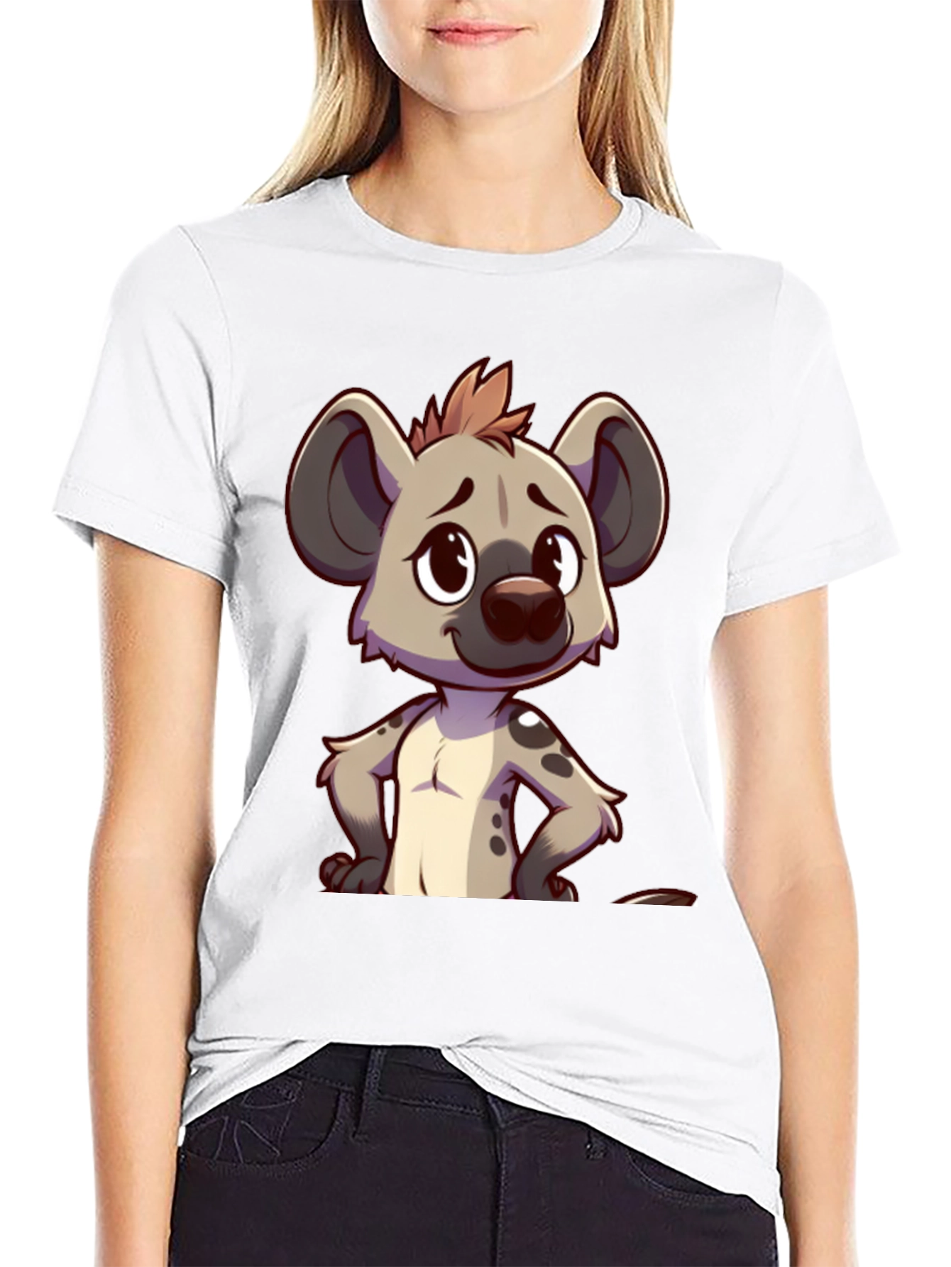 Black Cartoon Hyena Graphic Tee - Stylish Black T-Shirt view 9