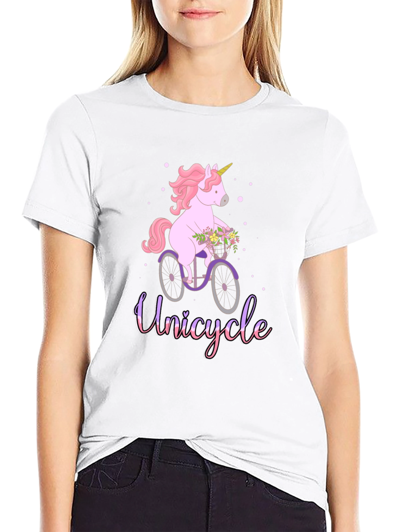 Black Unicycle Unicorn T-Shirt - Cute Graphic Tee view 9