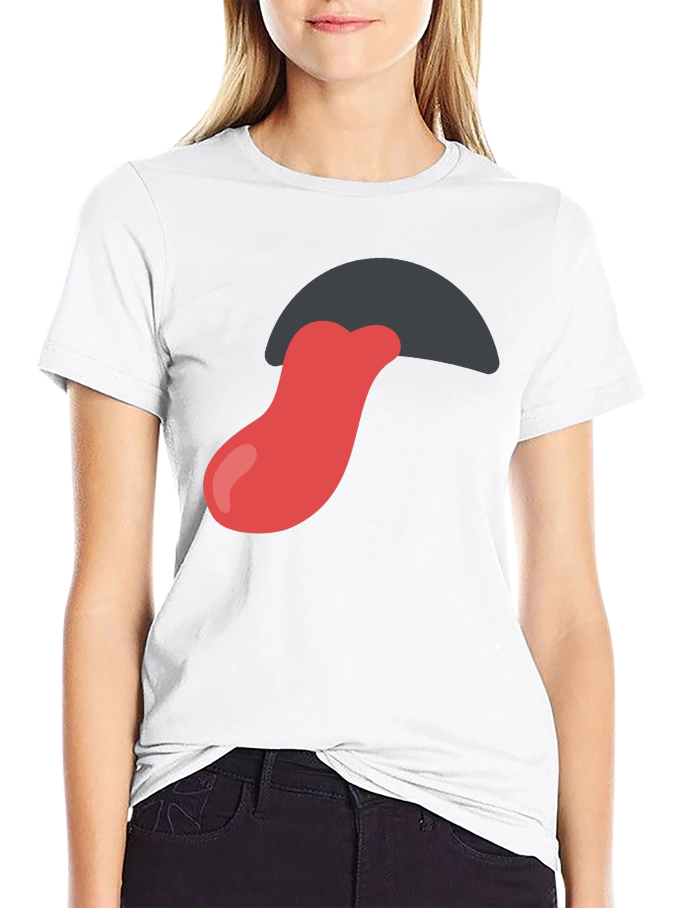 Black Tongue Out Graphic Tee - Black Cotton Blend Shirt view 9