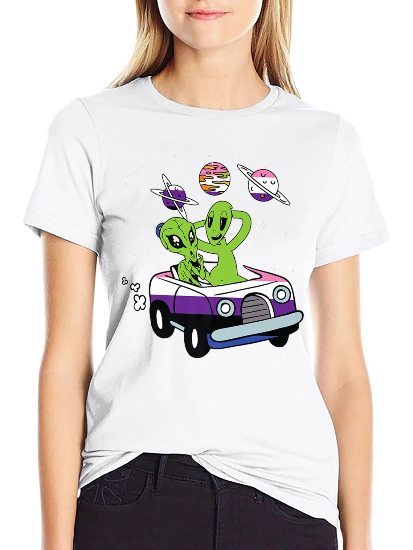 Black Alien Car Ride T-Shirt view 9