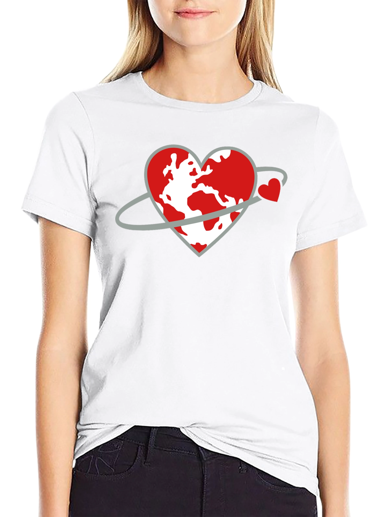 Black Heart Planet Graphic Tee - Love Our World Shirt view 9