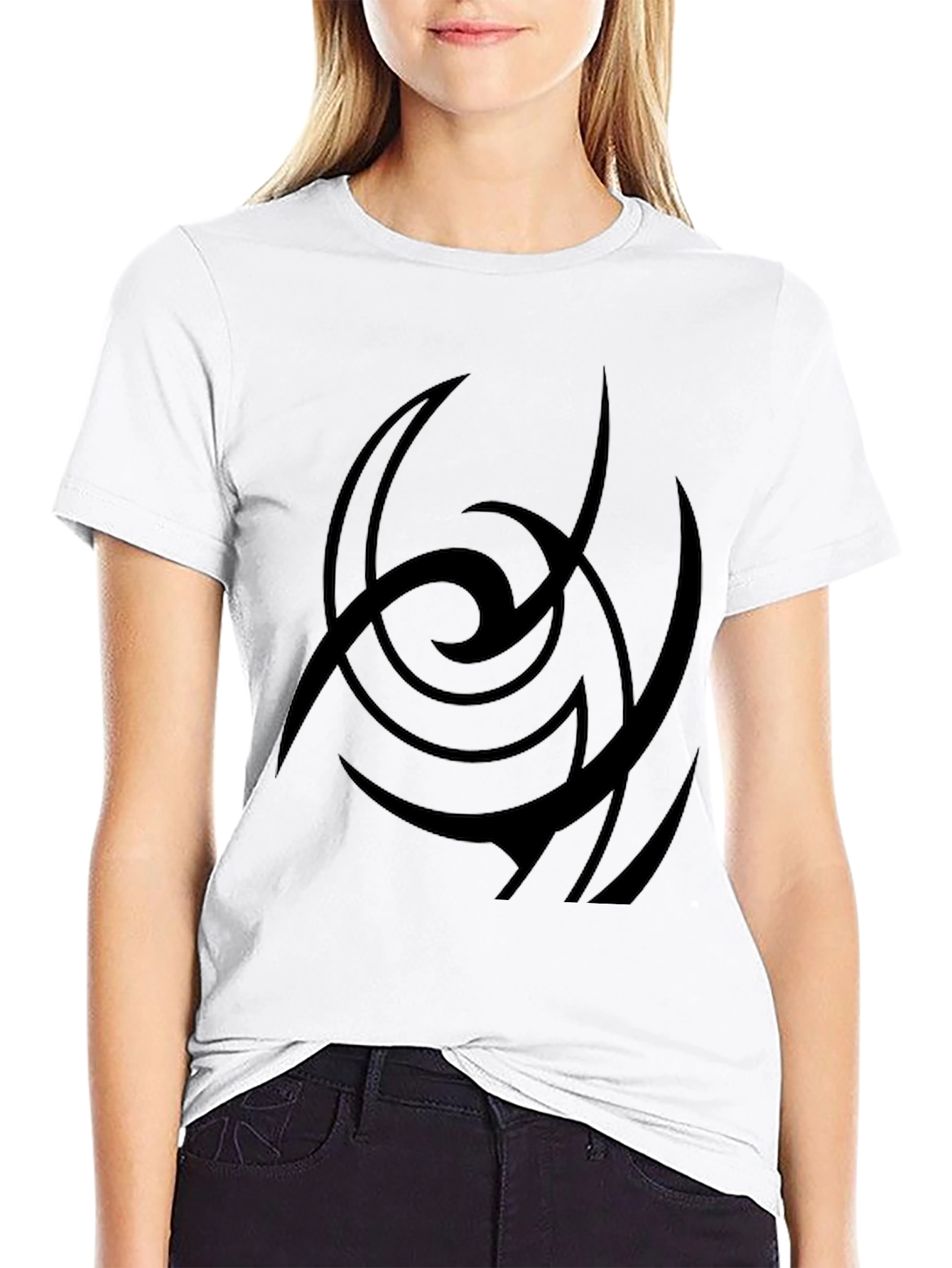 Black Abstract Graphic Print Black Casual T-Shirt view 9