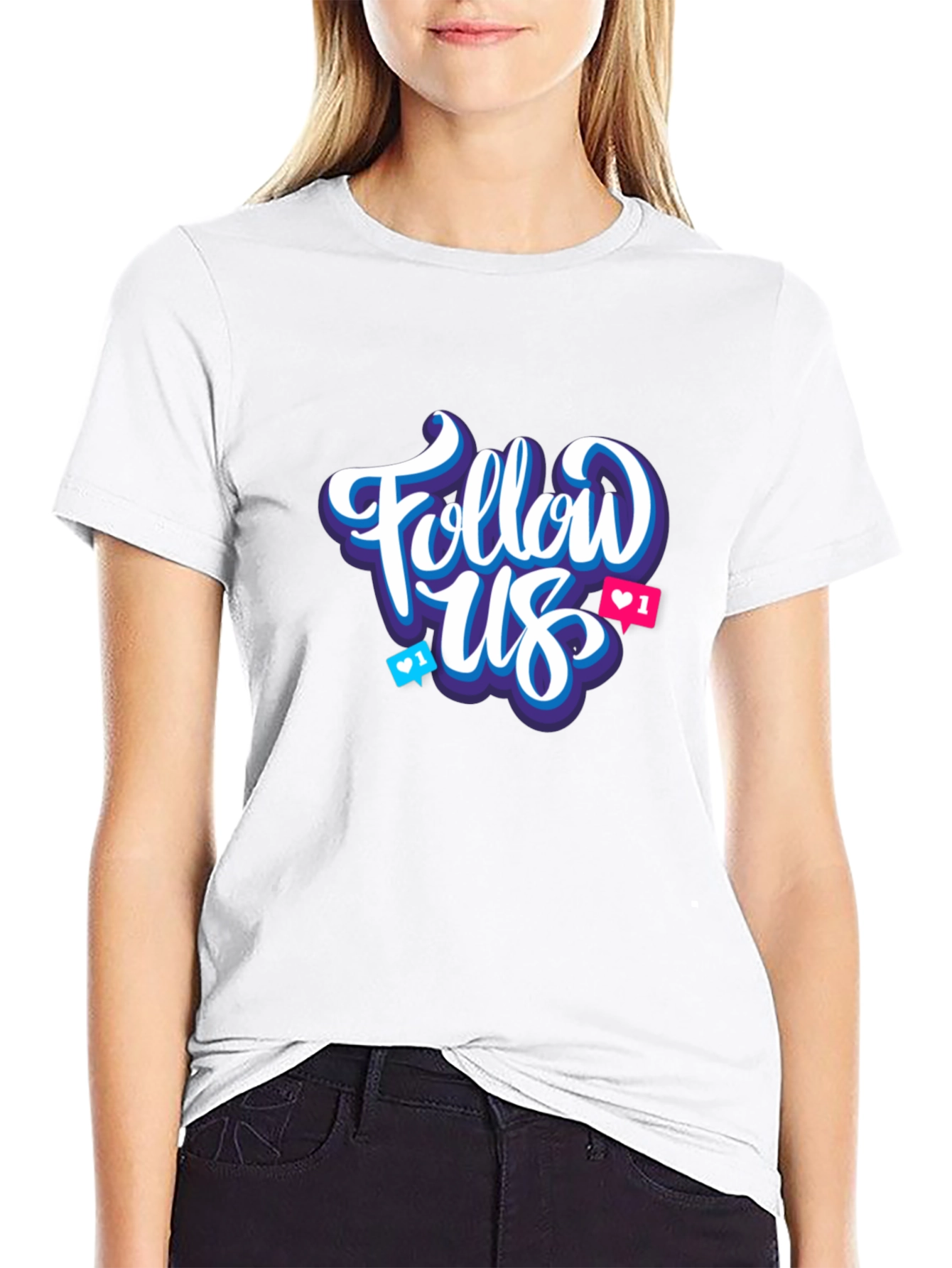 Black Follow Us Graphic T-Shirt view 9