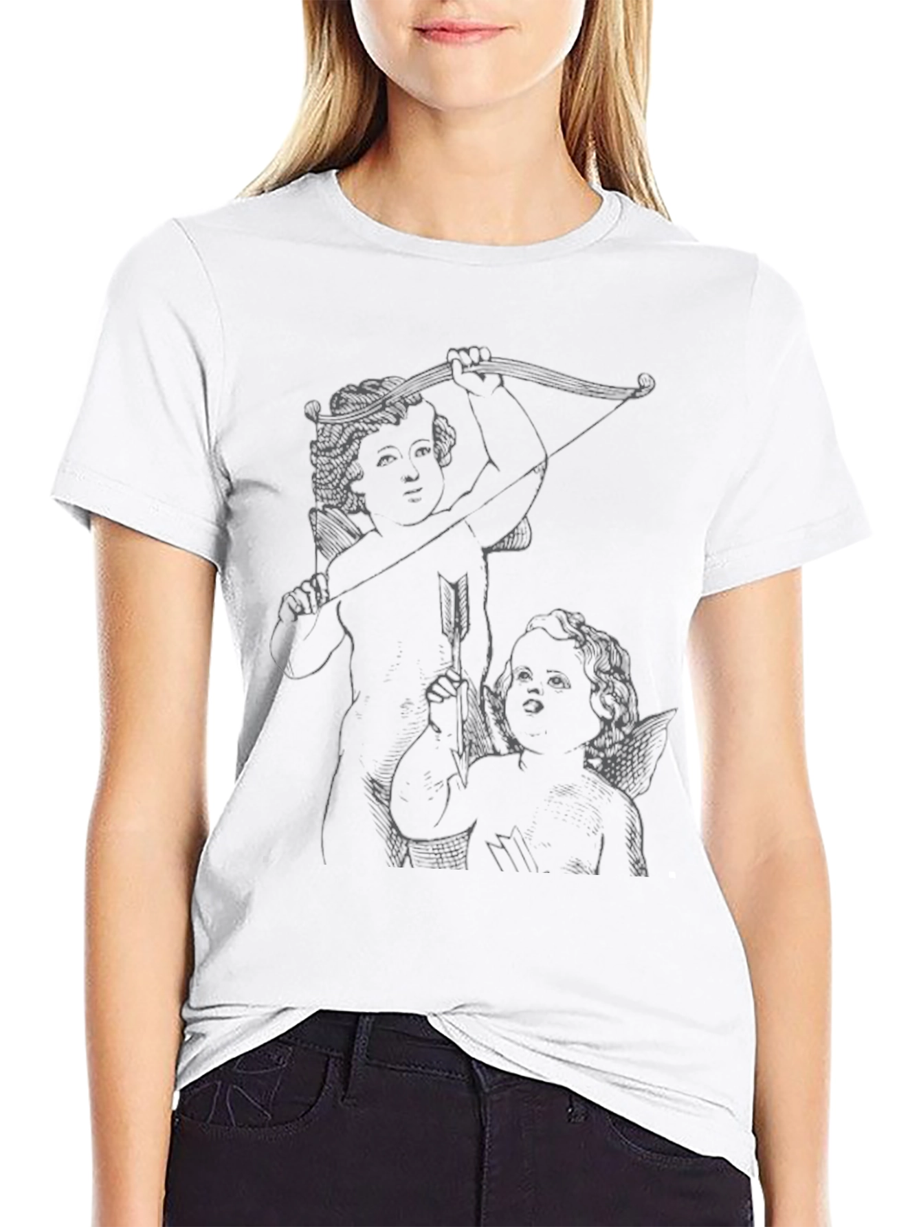 Black Cupid Graphic Print T-Shirt view 9