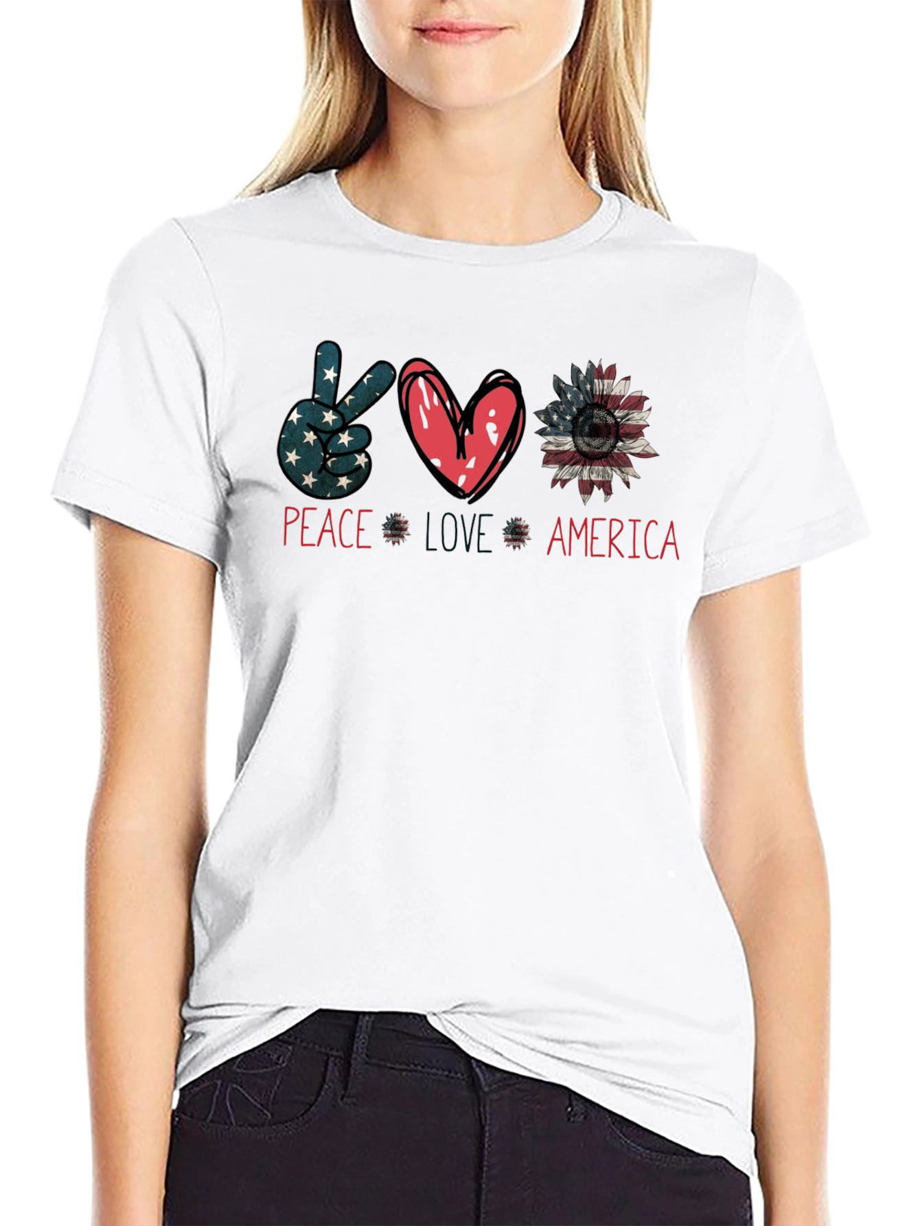 Black Peace Love America Graphic Tee view 9