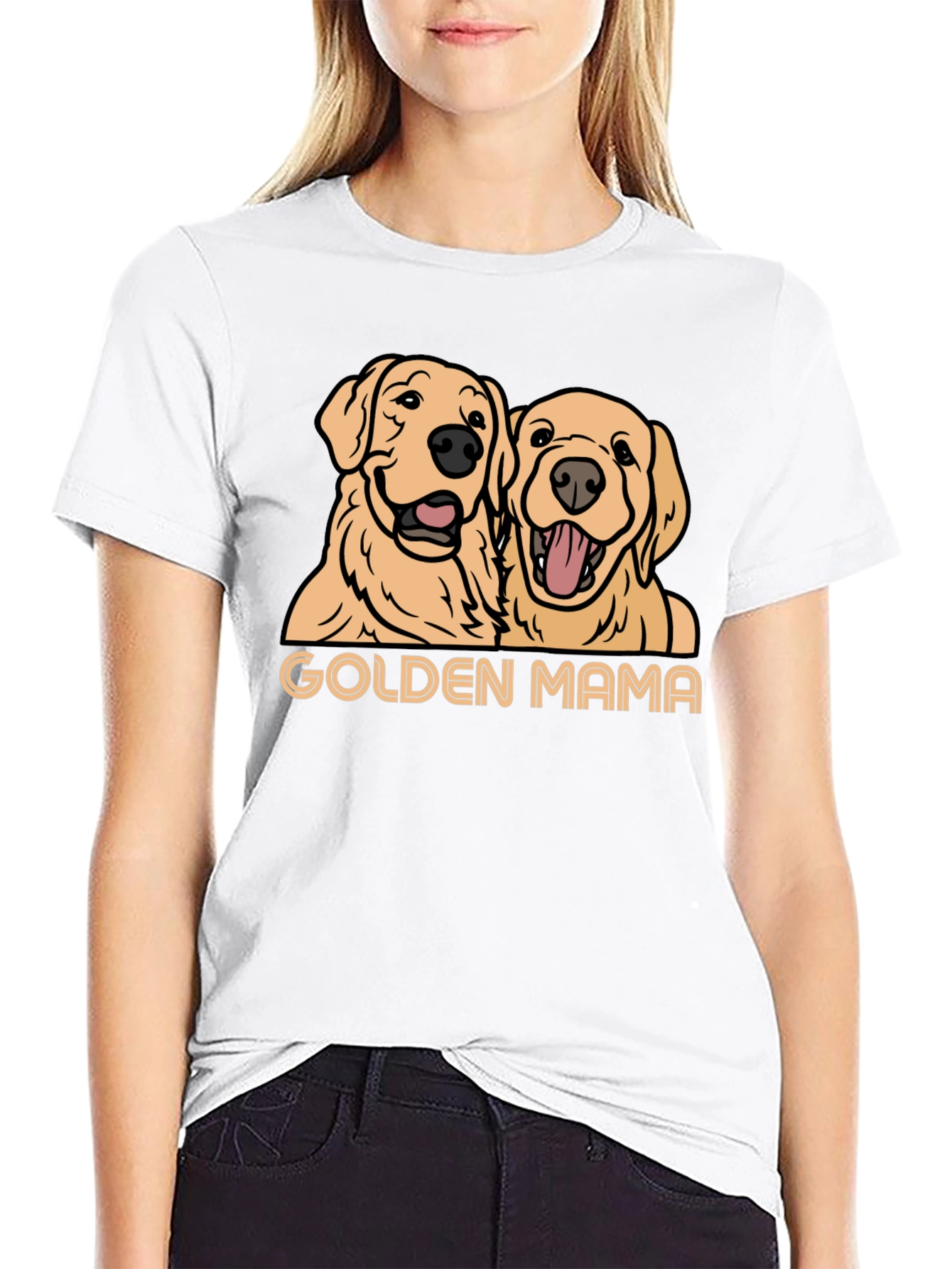 Black Golden Mama Dog T-Shirt - Black view 9