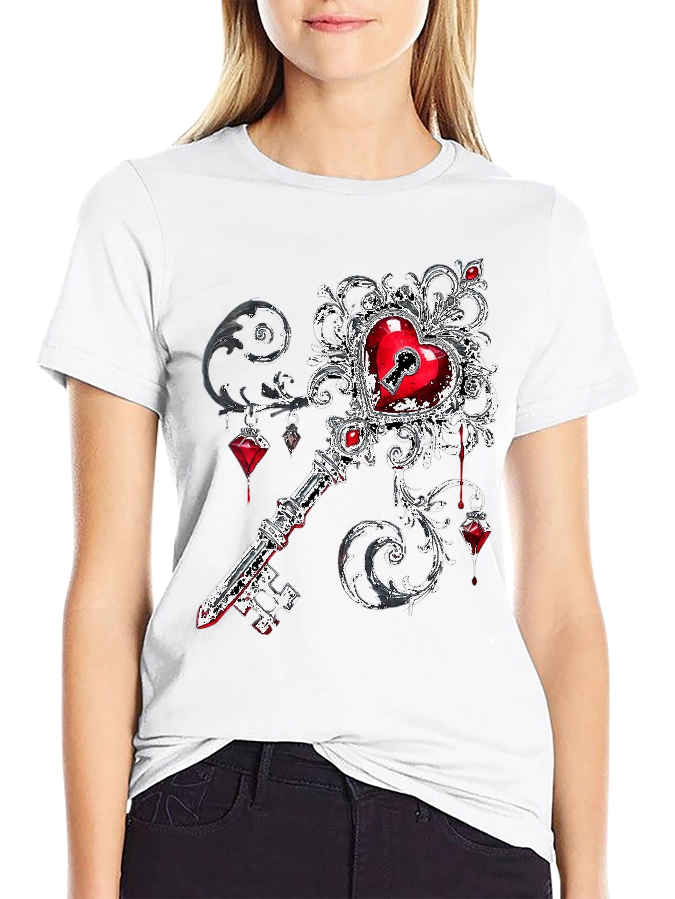 Black Heart Key Graphic Tee view 9