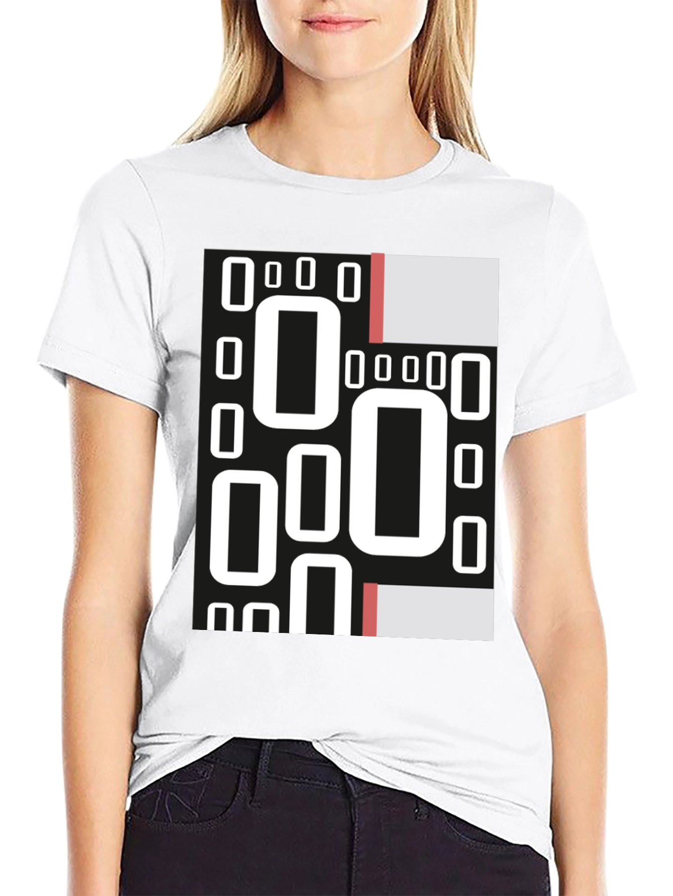 Black Abstract Geometric Patterned Black T-Shirt view 9