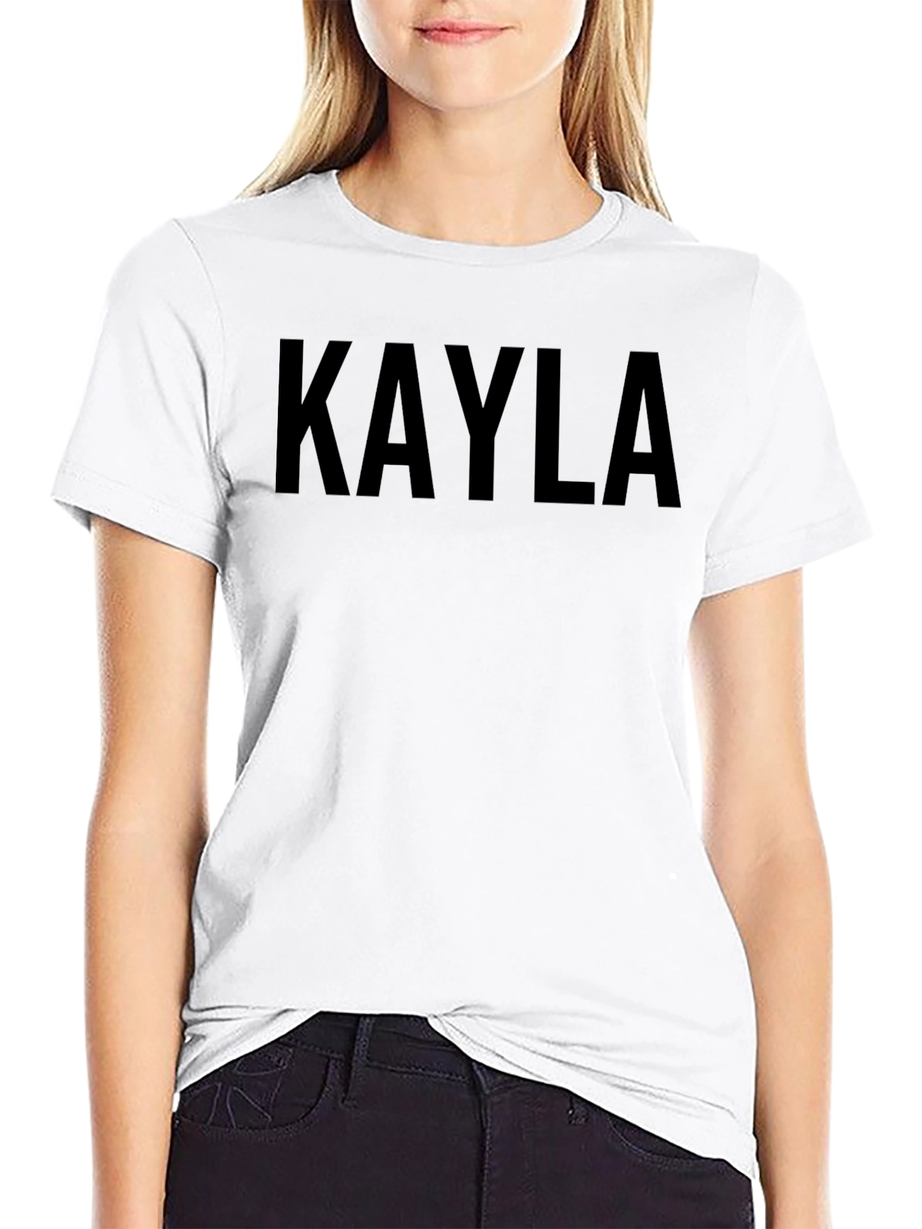Black Kayla Personalized Black T-Shirt view 9