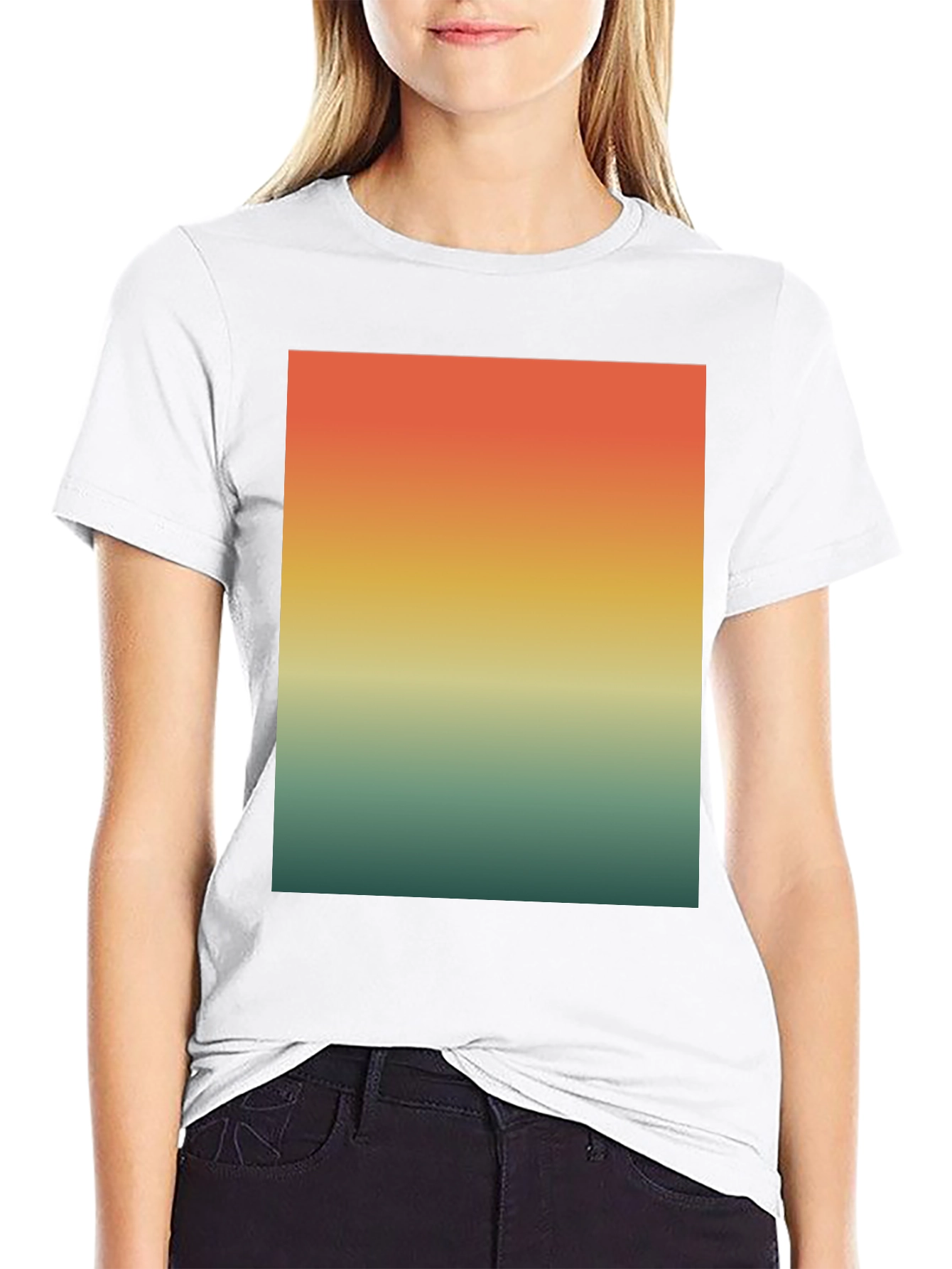 Black Retro Sunset Gradient T-Shirt - Casual Wear view 9