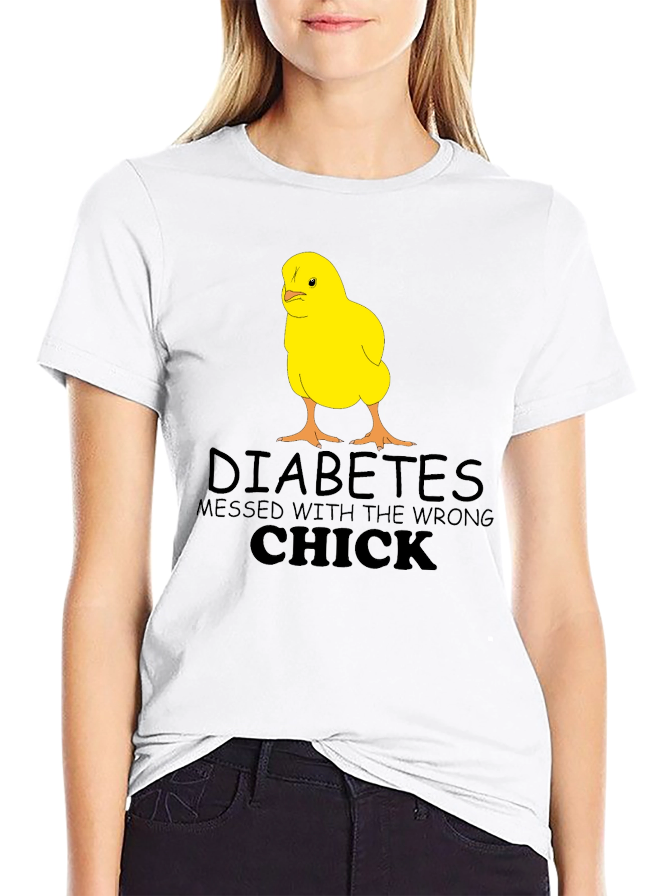 Black Diabetes Wrong Chick T-Shirt, Funny Graphic Tee view 9