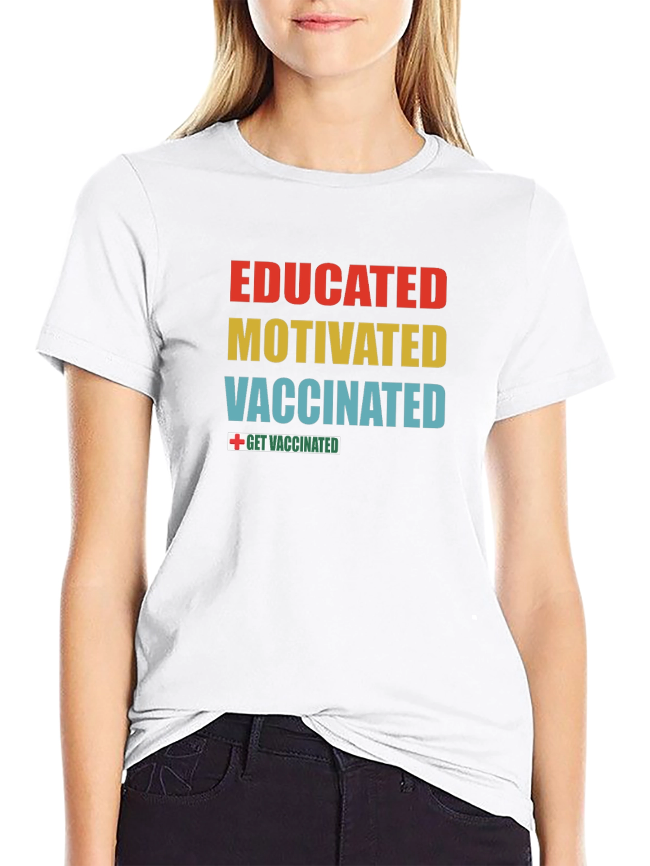 Black Educated, Motivated, Vaccinated T-Shirt view 9
